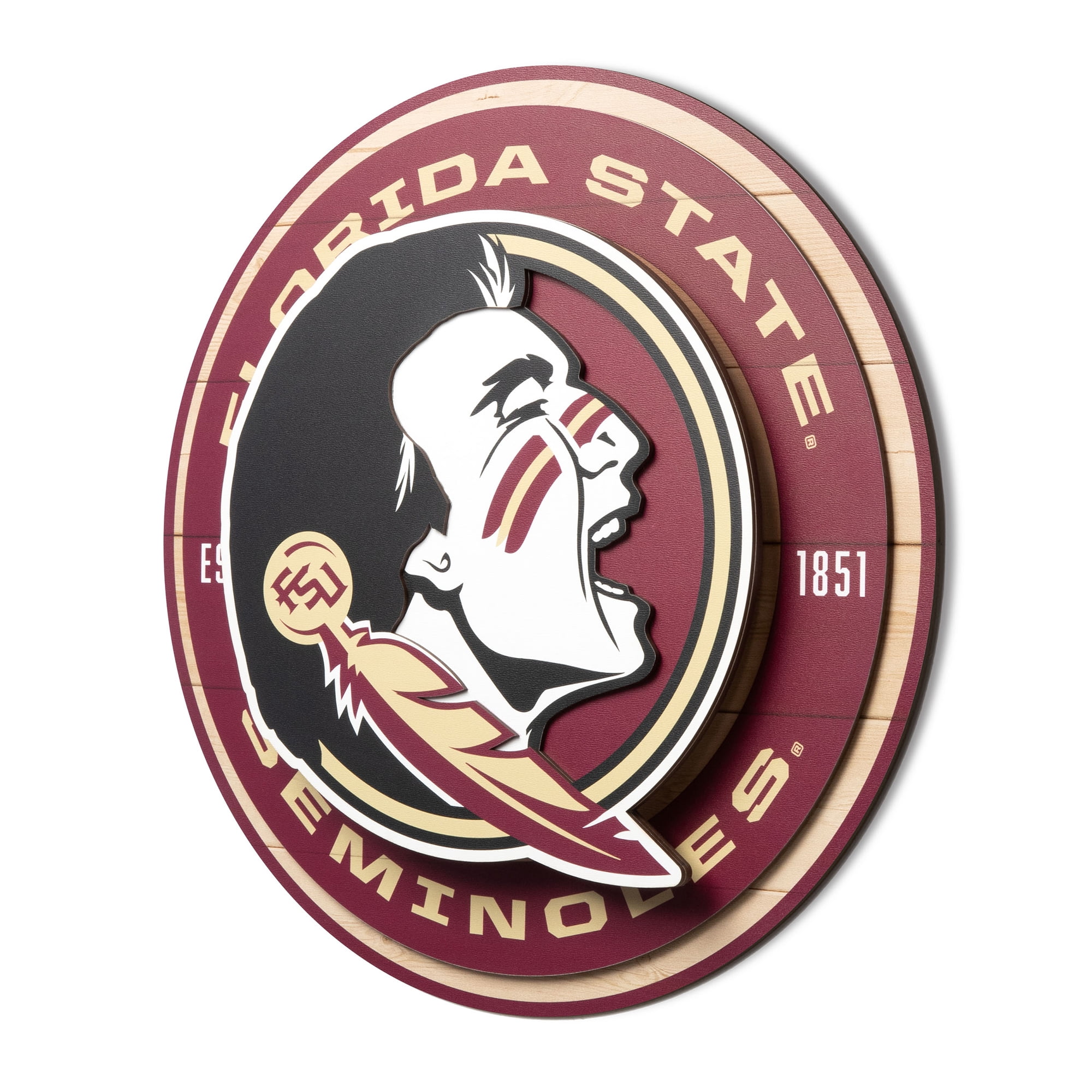 IDNA Florida State Seminoles 15" x 15" 3DX Logo Circle Backer Wall Art