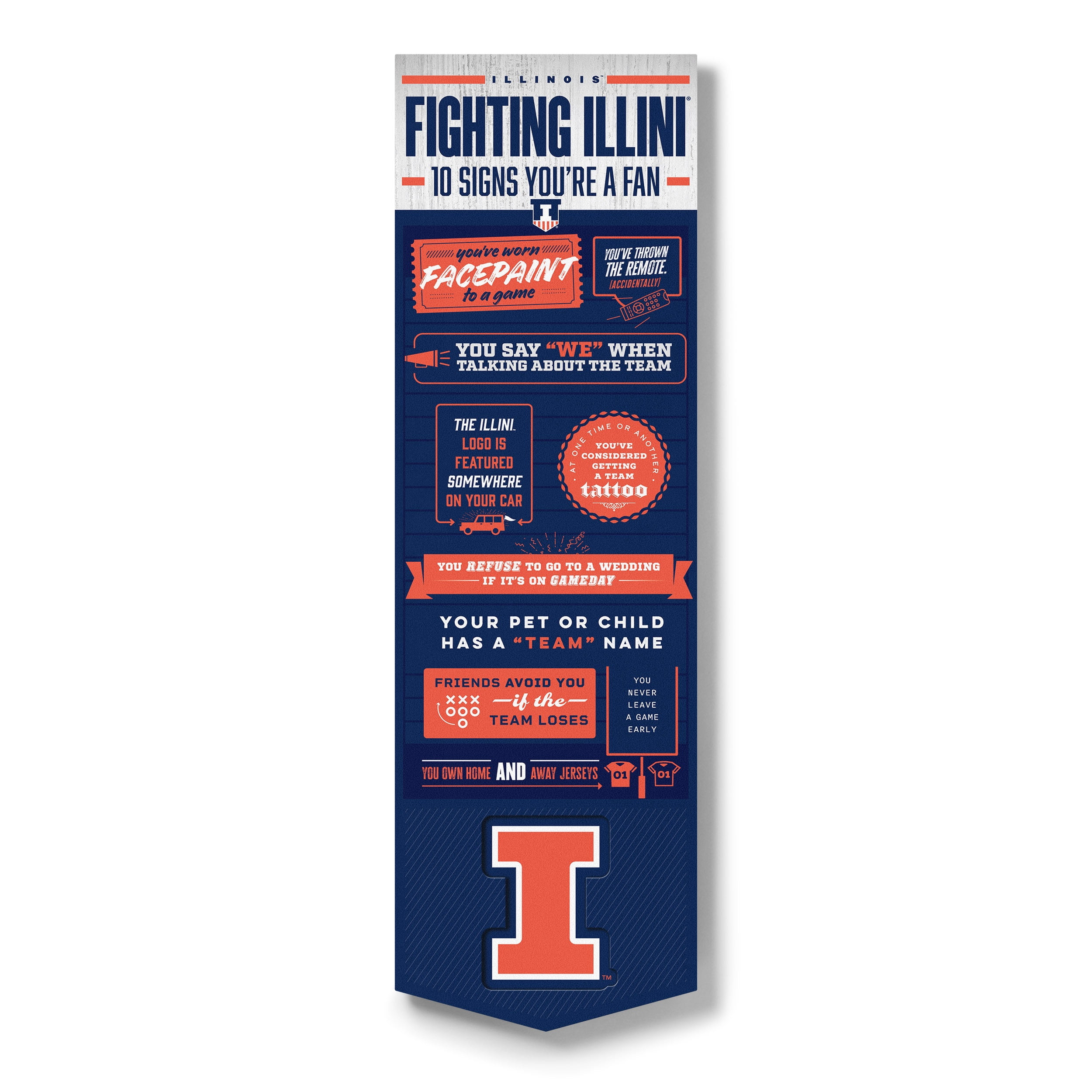 YouTheFan NCAA Illinois Fighting illini 3D Top 10 Wall Art