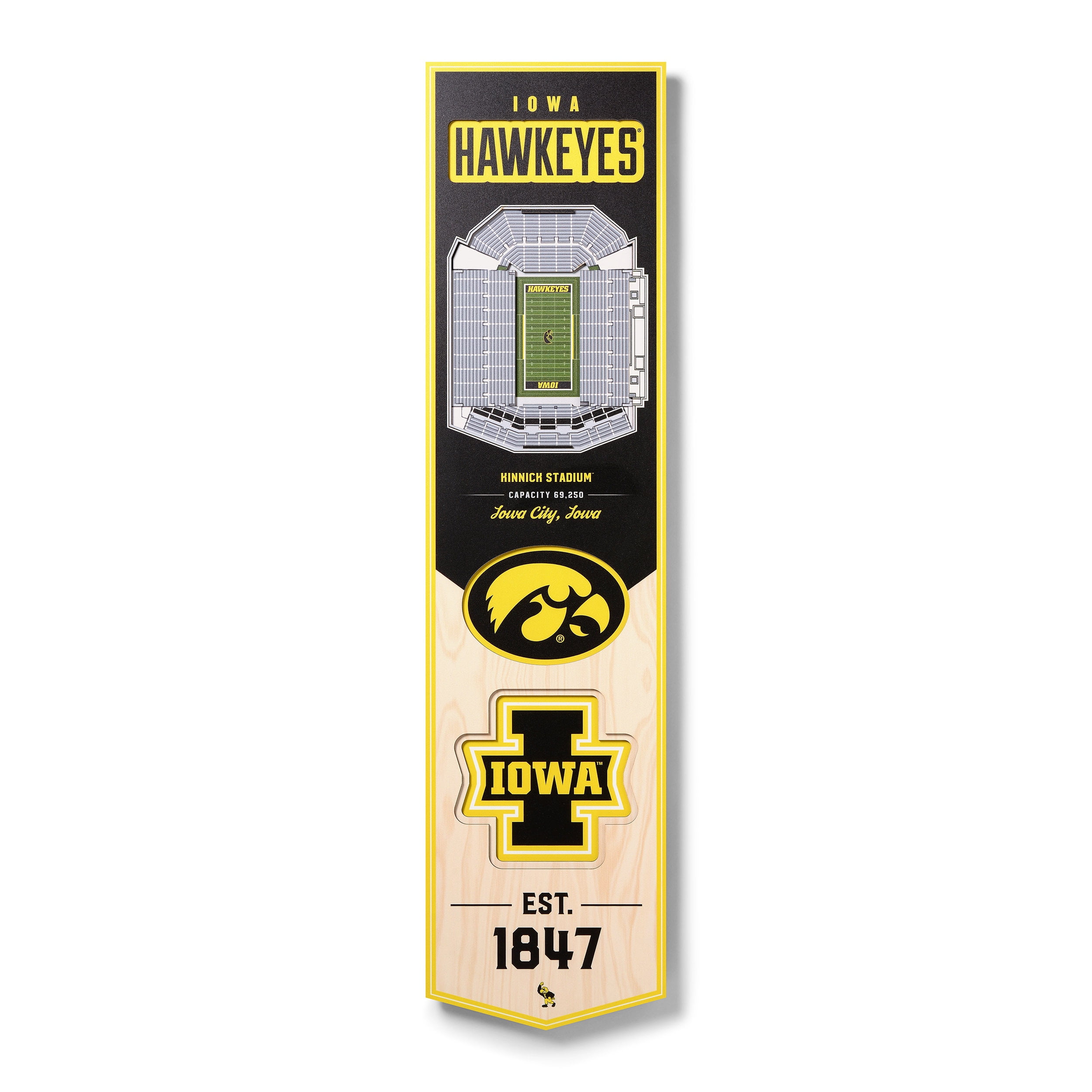 Iowa Hawkeyes 8'' x 32'' 3D StadiumView Banner