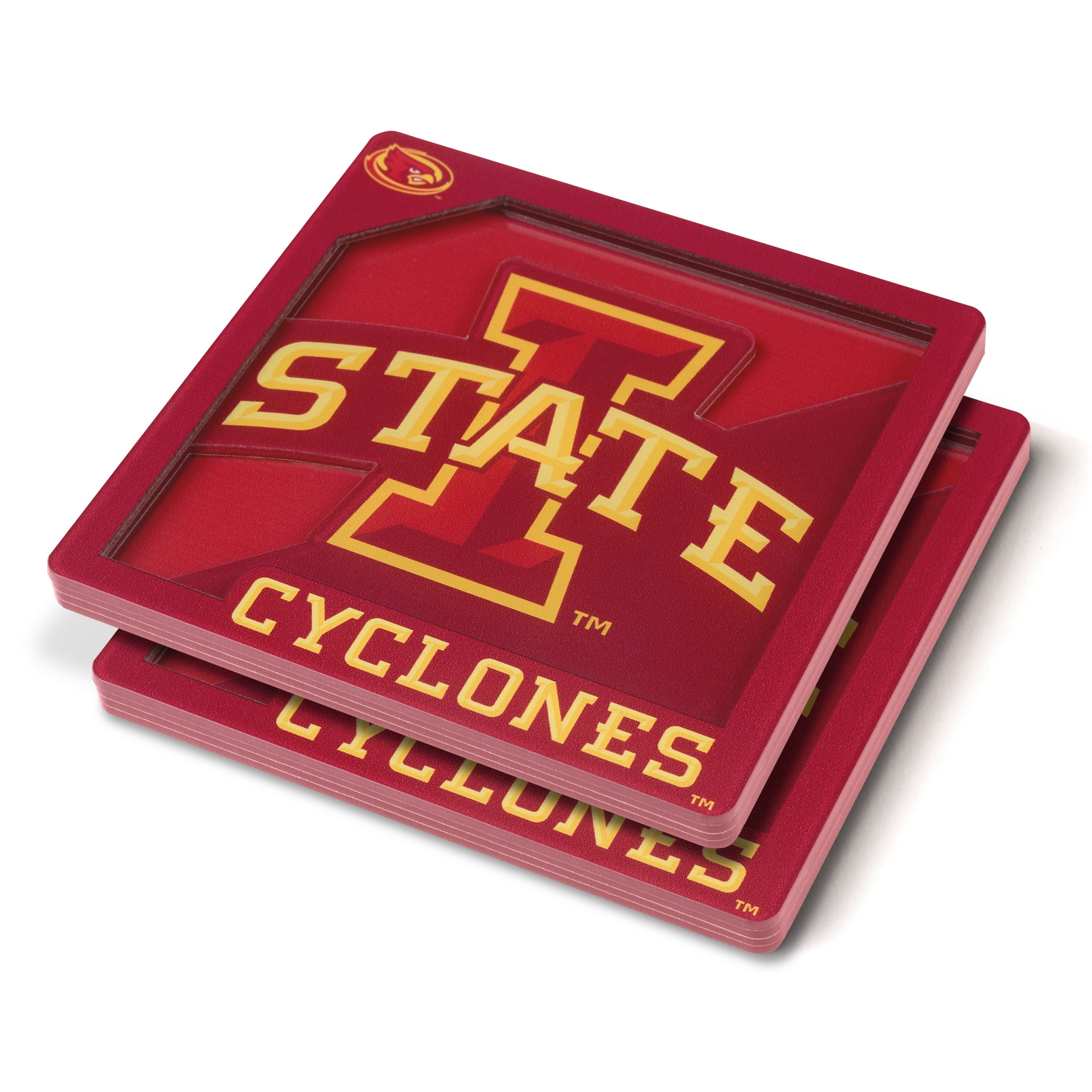 YouTheFan NCAA Iowa State Cyclones 3D-LSC 3D Logo Series Coasters - Pack of 2