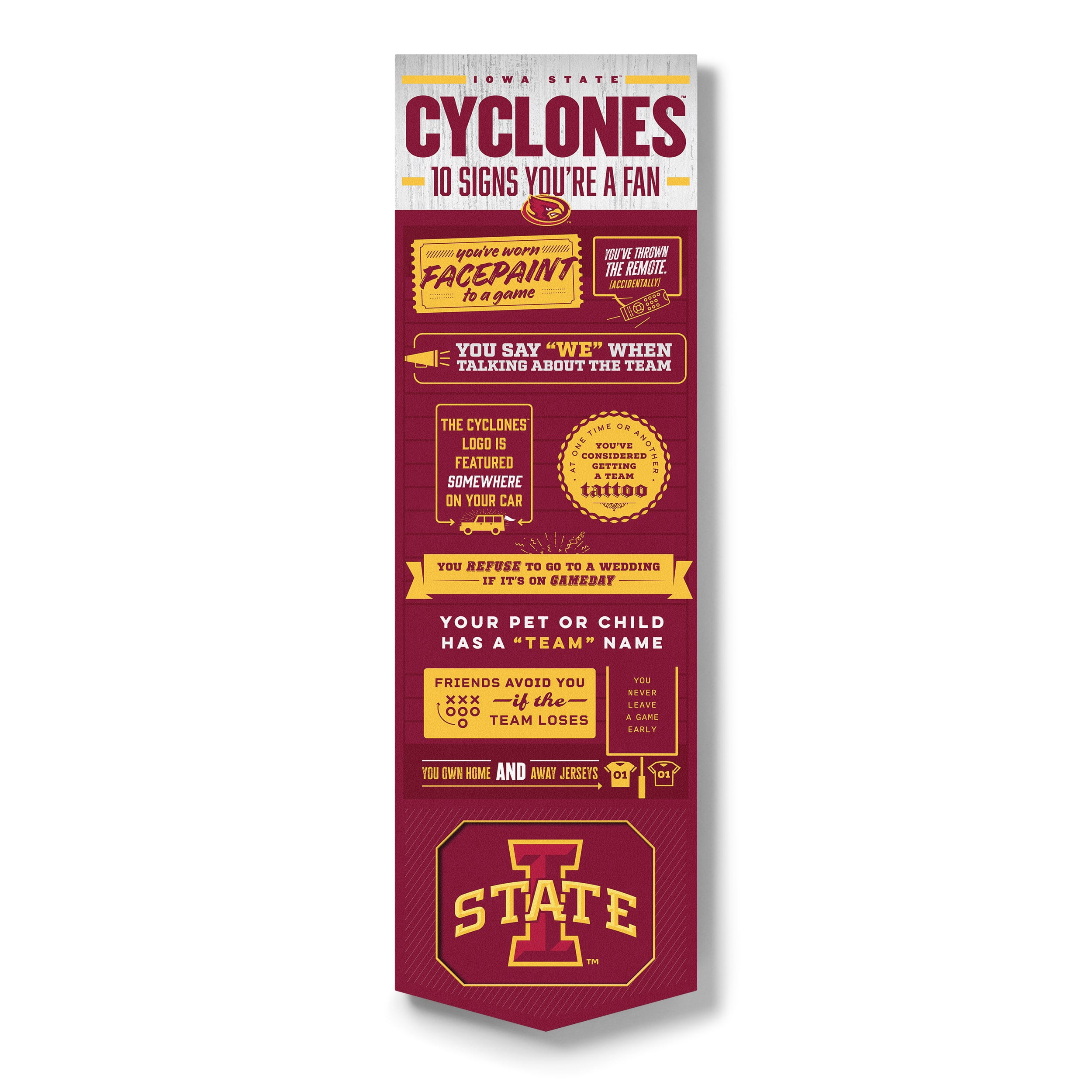 YouTheFan NCAA Iowa State Cyclones 3D Top 10 Wall Art