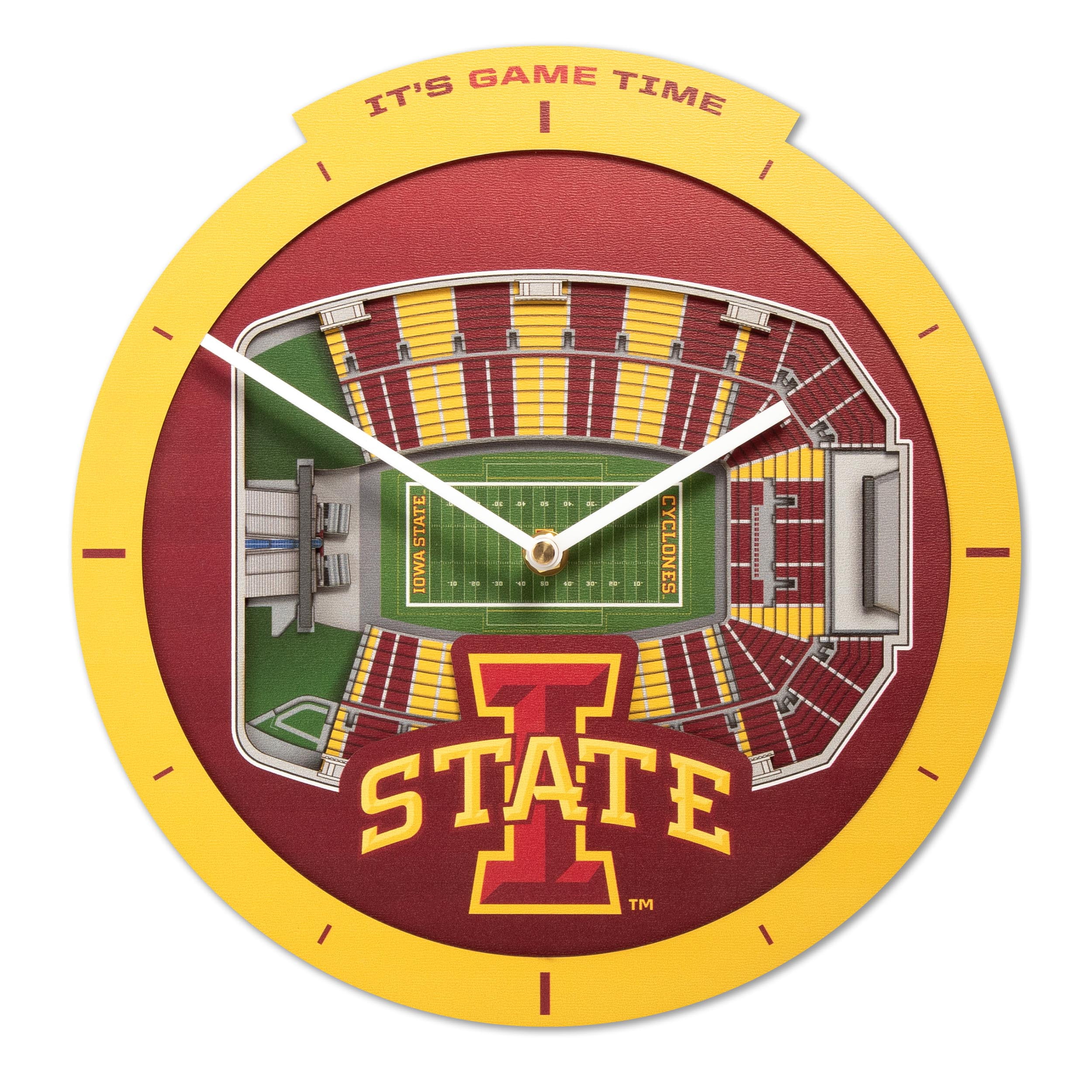 YouTheFan NCAA Iowa State Cyclones Stadiumview 3D Wall Clock