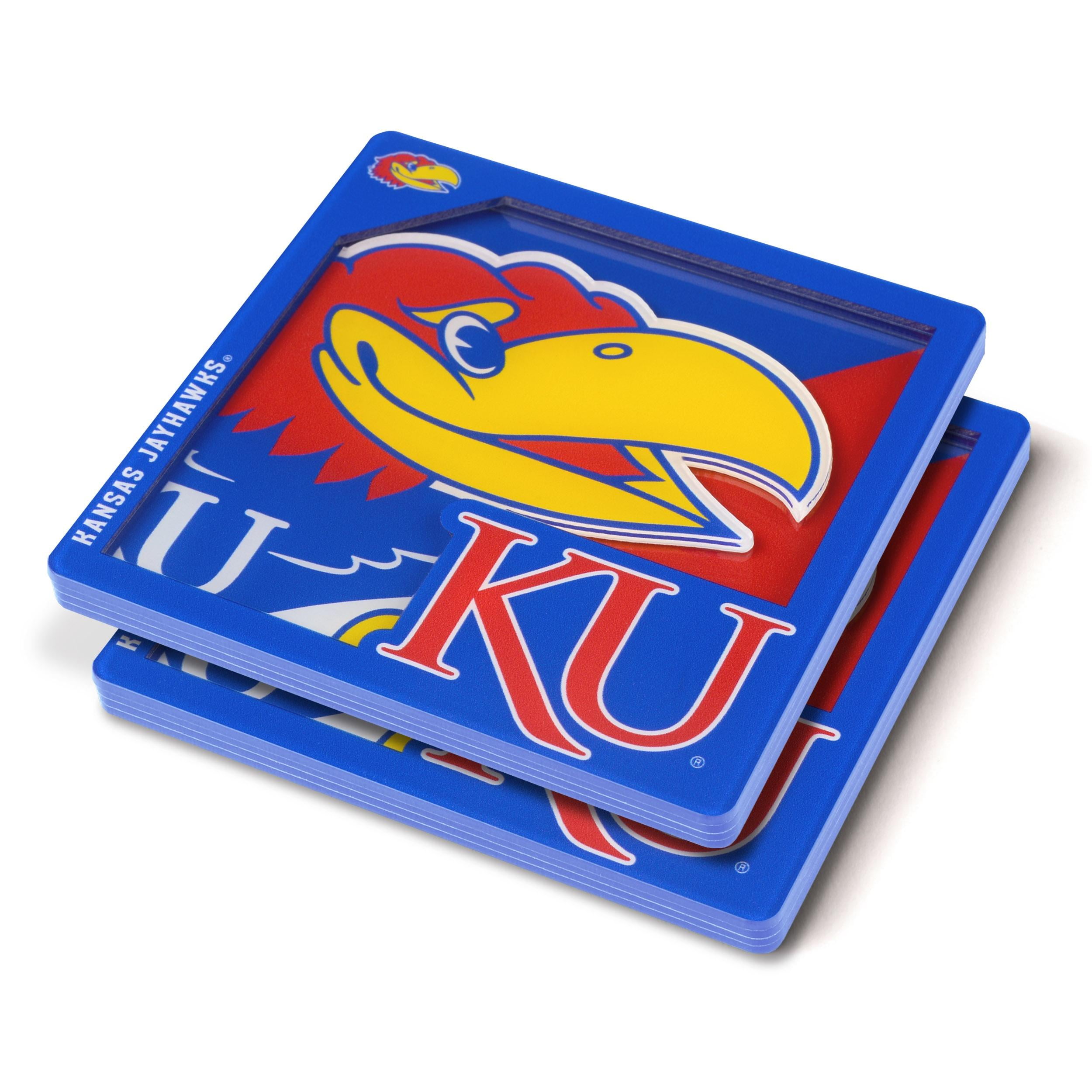 YouTheFan NCAA Kansas Jayhawks 3D Logo Series Coasters - Pack of 2