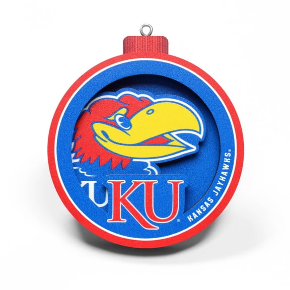 YouTheFan NCAA Kansas Jayhawks 3D Logo Series Ornament