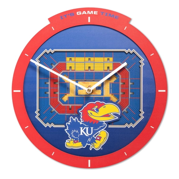 YouTheFan NCAA Kansas Jayhawks Stadiumview 3D Wall Clock