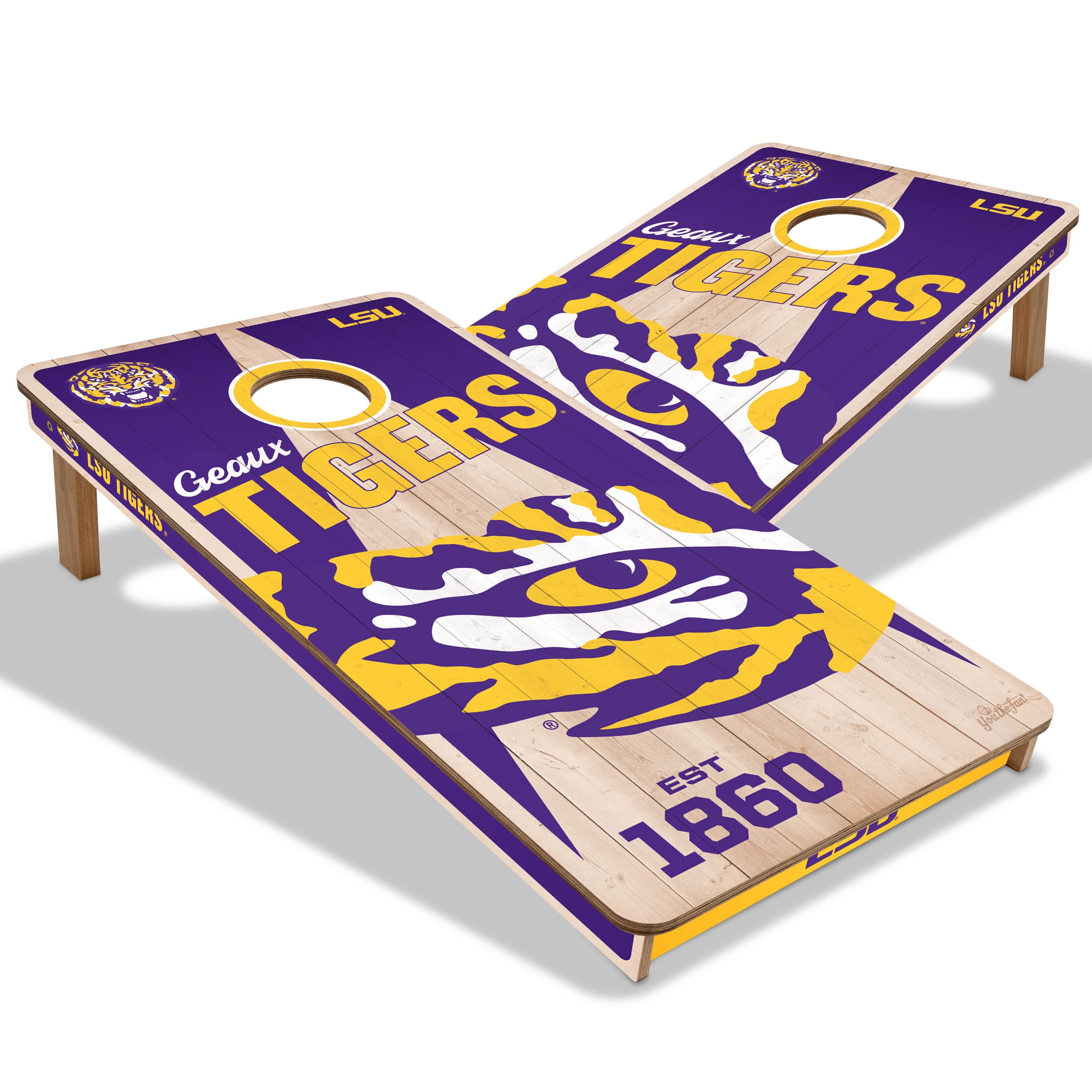 Louisiana LSU Tigers Cornhole Bean Bags - Set Of 8 Regulation ACA Toss Bags, Double Stitched Duck Cloth, 6x6 Inches, Filled With Corn
