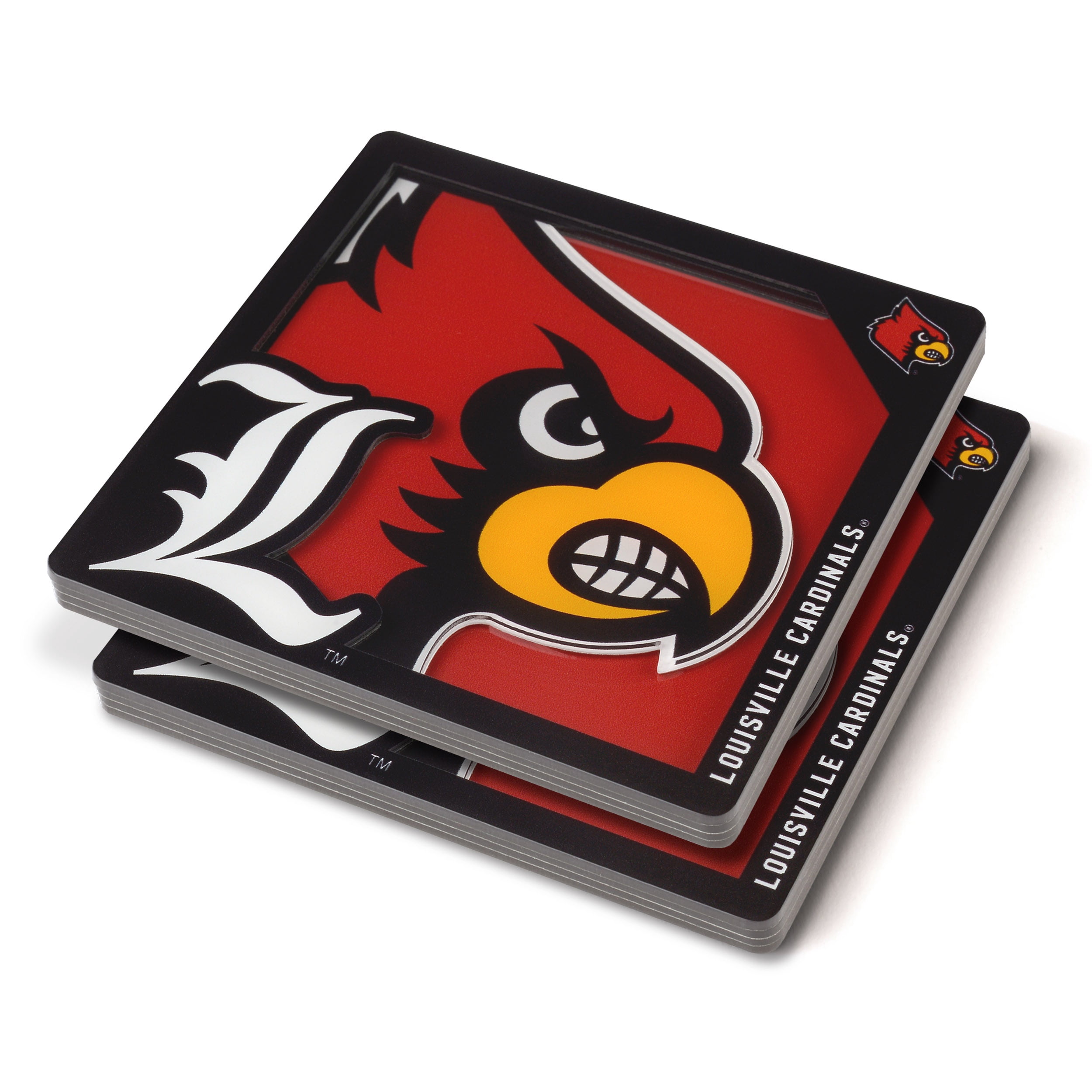YouTheFan NCAA Louisville Cardinals 3D-LSC 3D Logo Series Coasters - Pack of 2