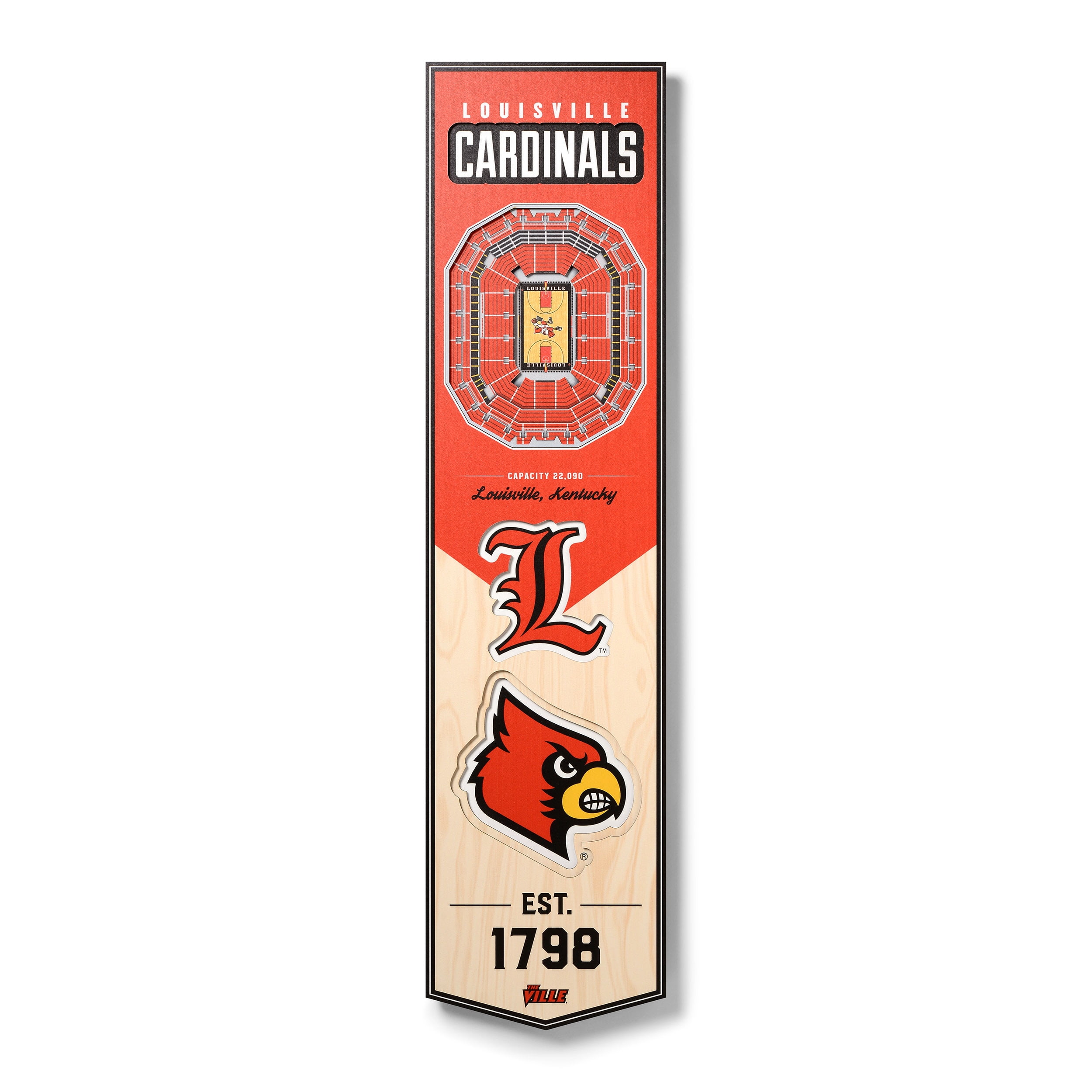 Louisville Cardinals 8'' x 32'' 3D StadiumView Banner
