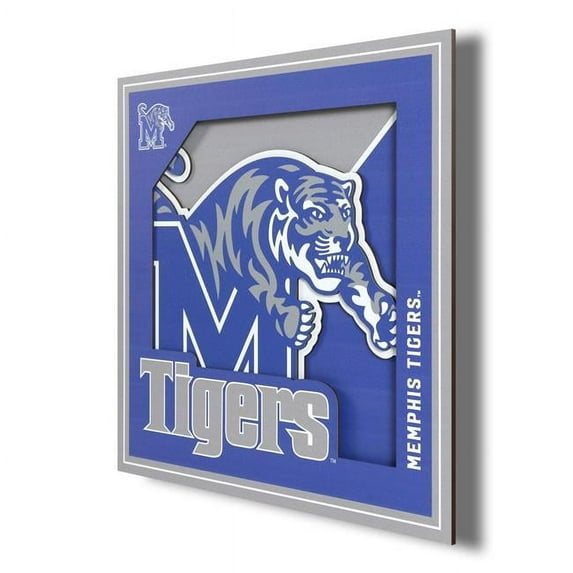 YouTheFan NCAA Memphis Tigers 3D Logo Series Wall Art 12X12