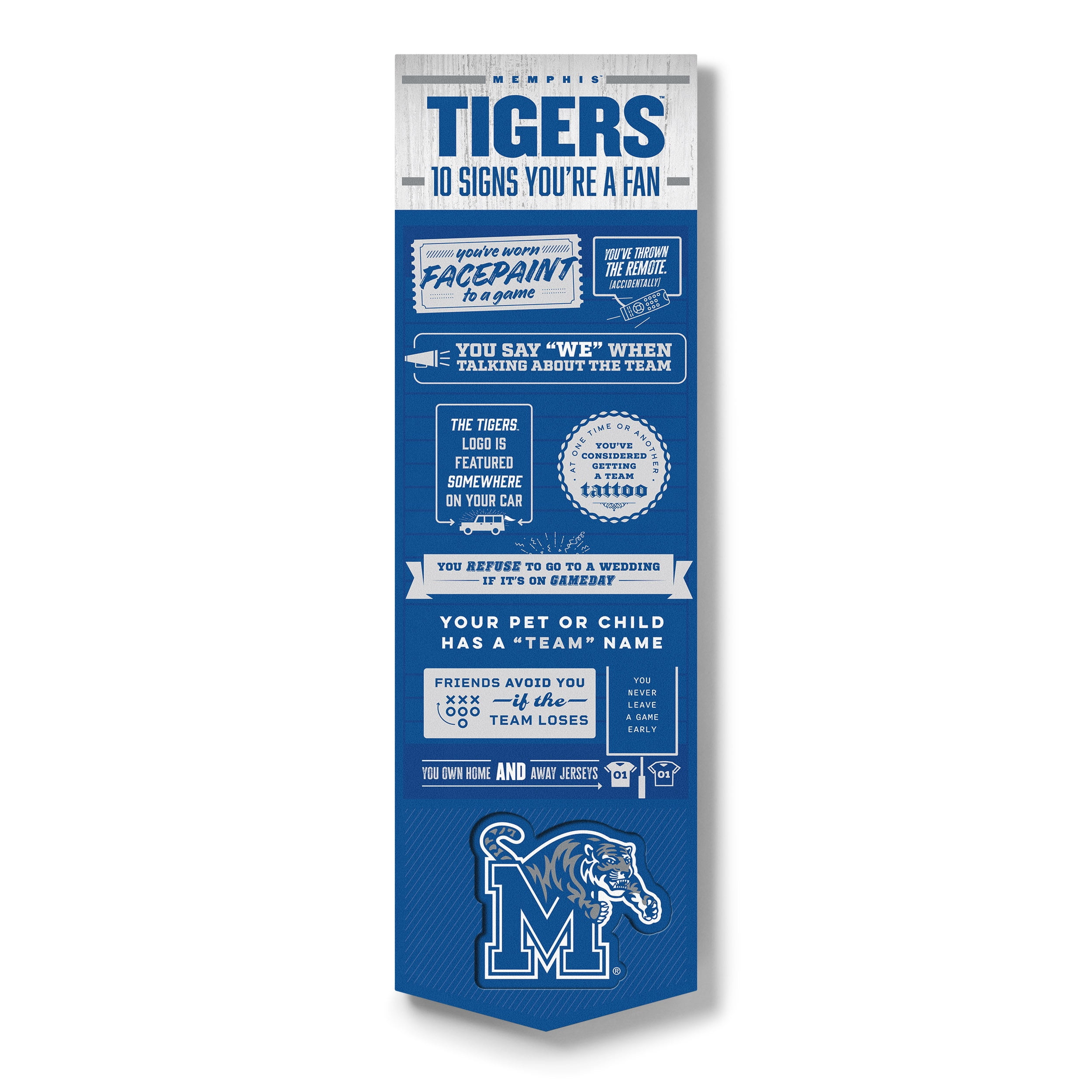 YouTheFan NCAA Memphis Tigers 3D Top 10 Wall Art