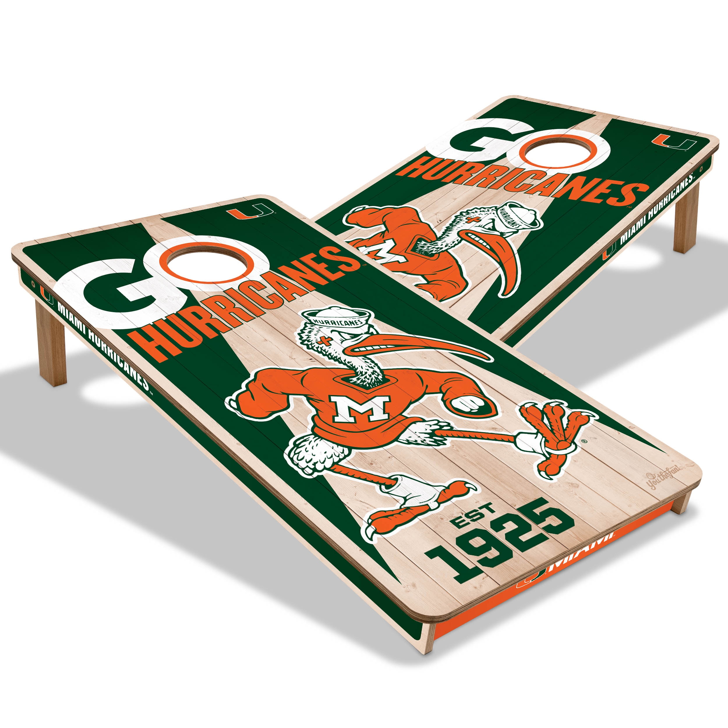 YouTheFan NCAA Miami Hurricanes 2' x 4' Cornhole Game No Bags