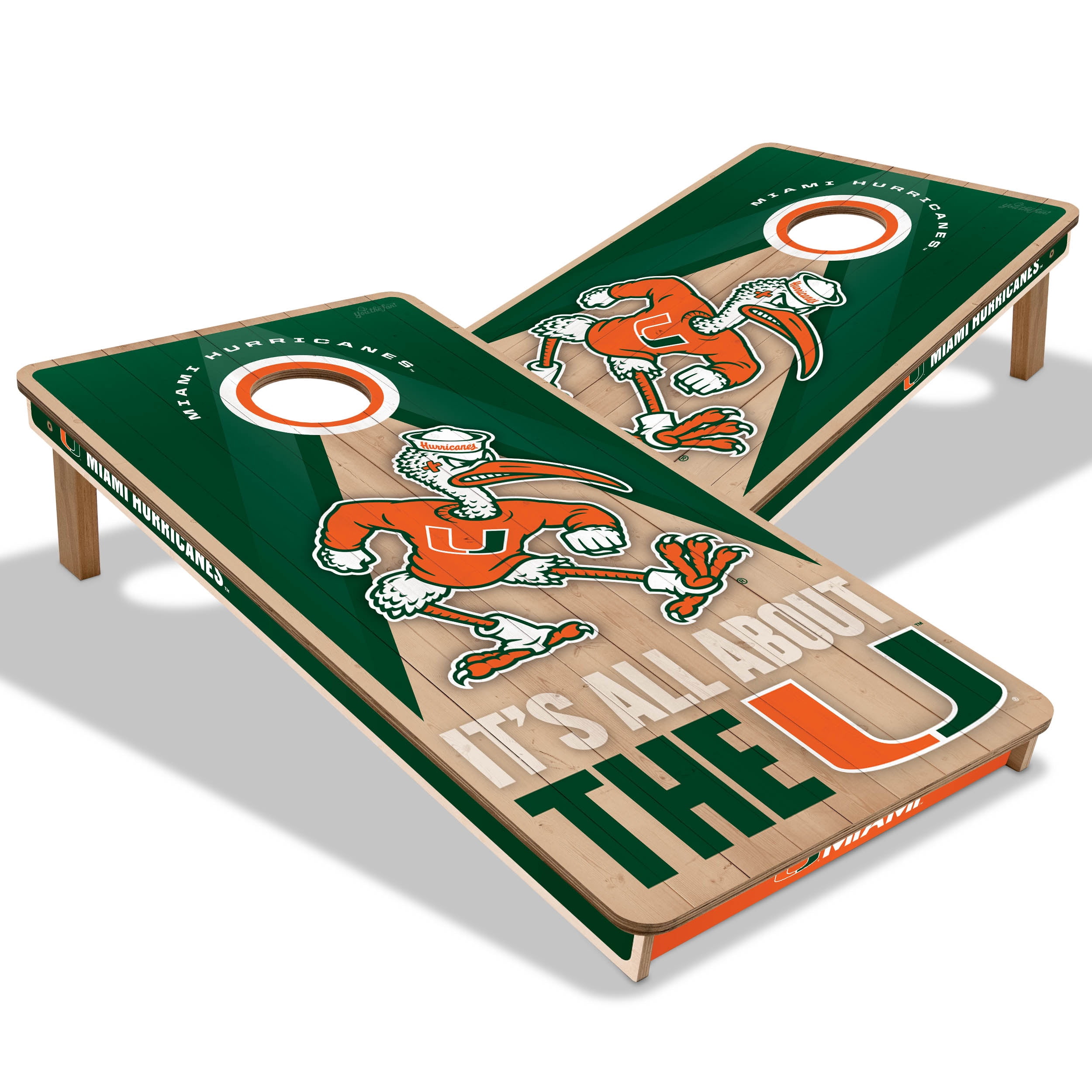 YouTheFan NCAA Miami Hurricanes 2X4 Slogan Series Cornhole NO BAGS