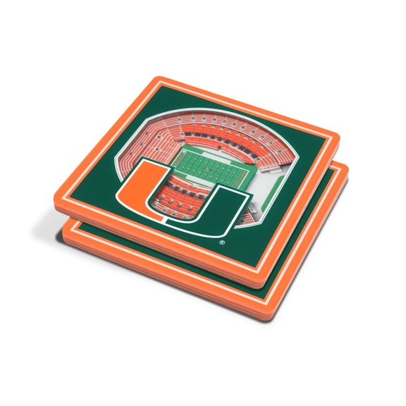 YouTheFan NCAA Miami Hurricanes 3D StadiumView Coasters