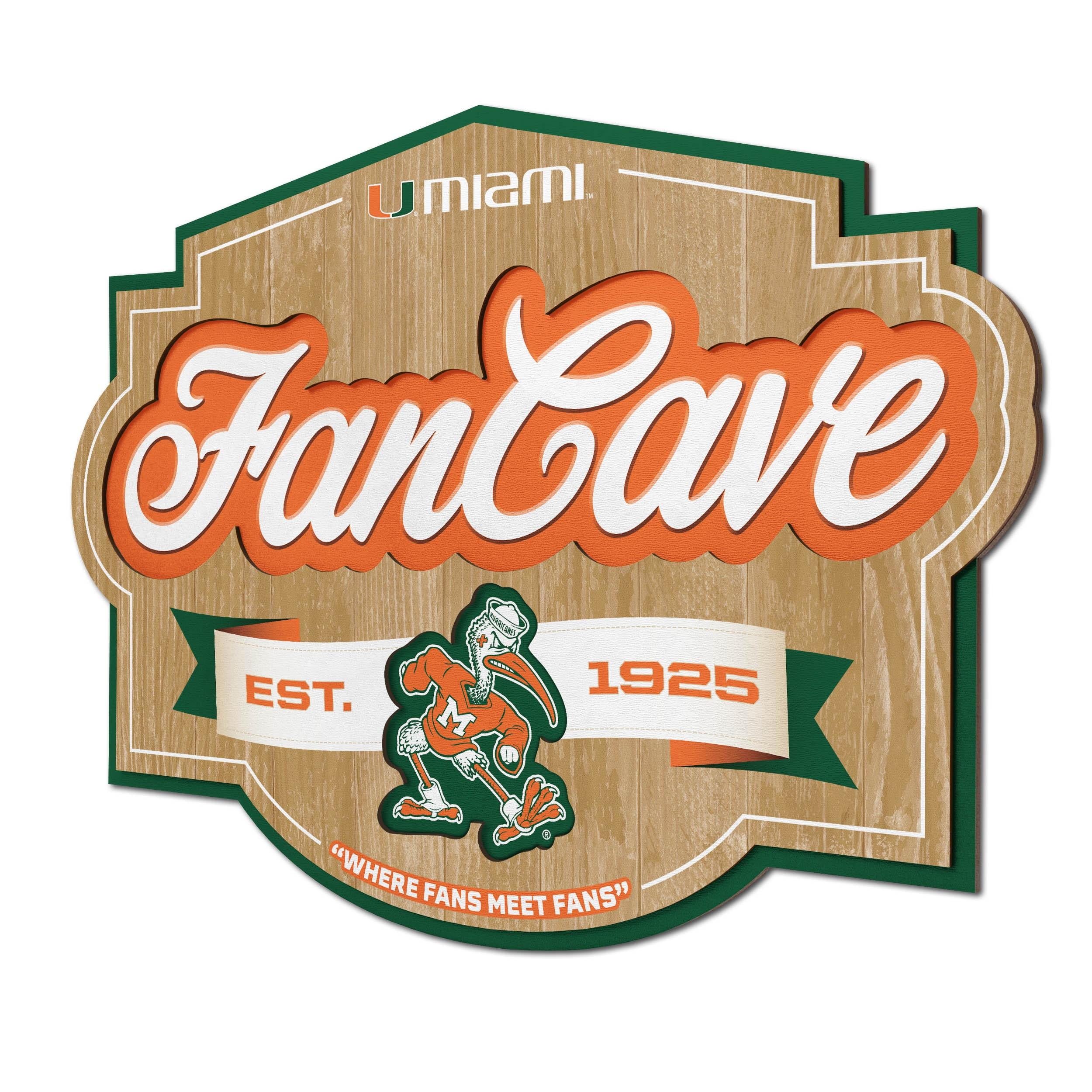 YouTheFan NCAA Miami Hurricanes Fan Cave Sign