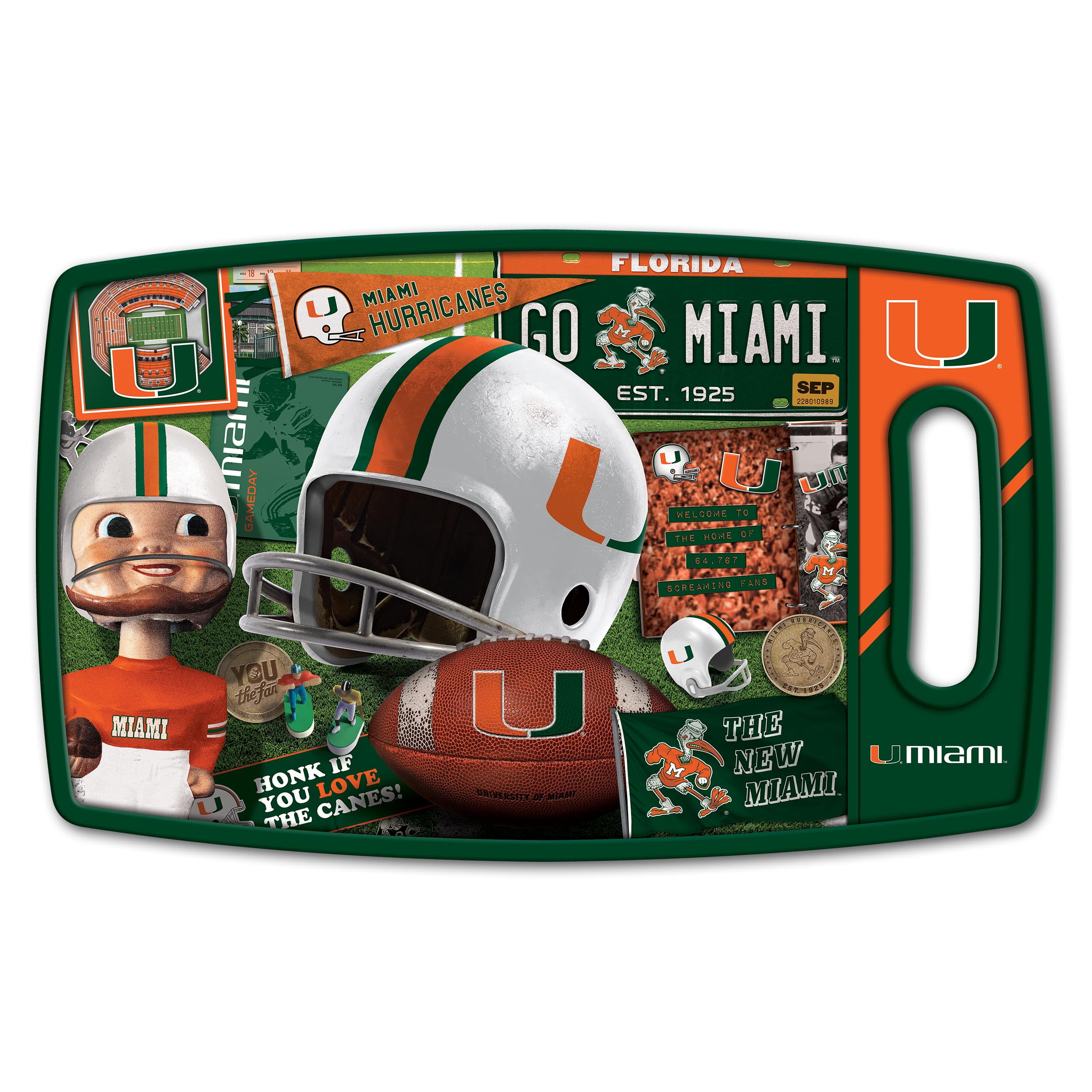 YouTheFan NCAA Miami Hurricanes Retro Series Cutting Board