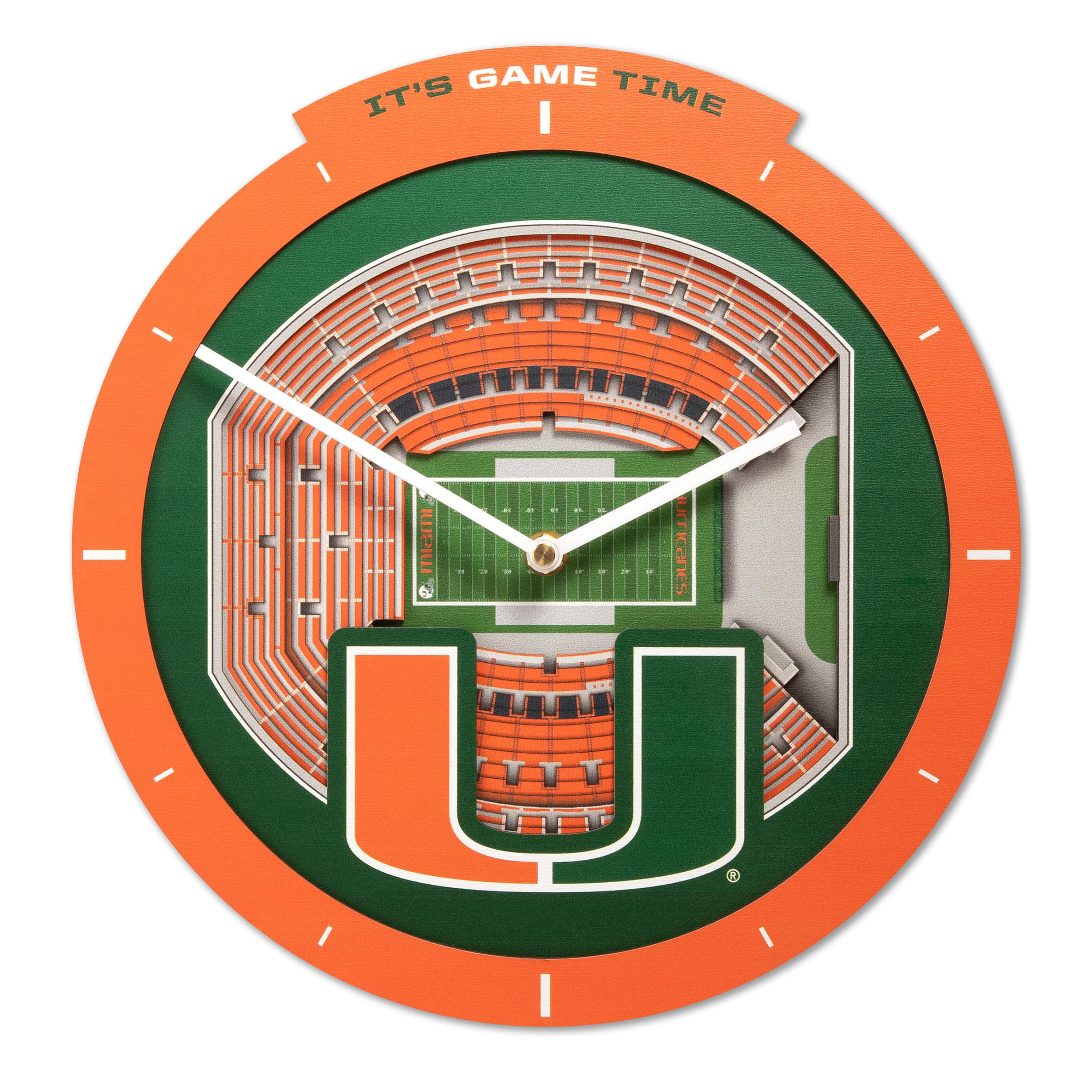 YouTheFan NCAA Miami Hurricanes Stadiumview 3D Wall Clock