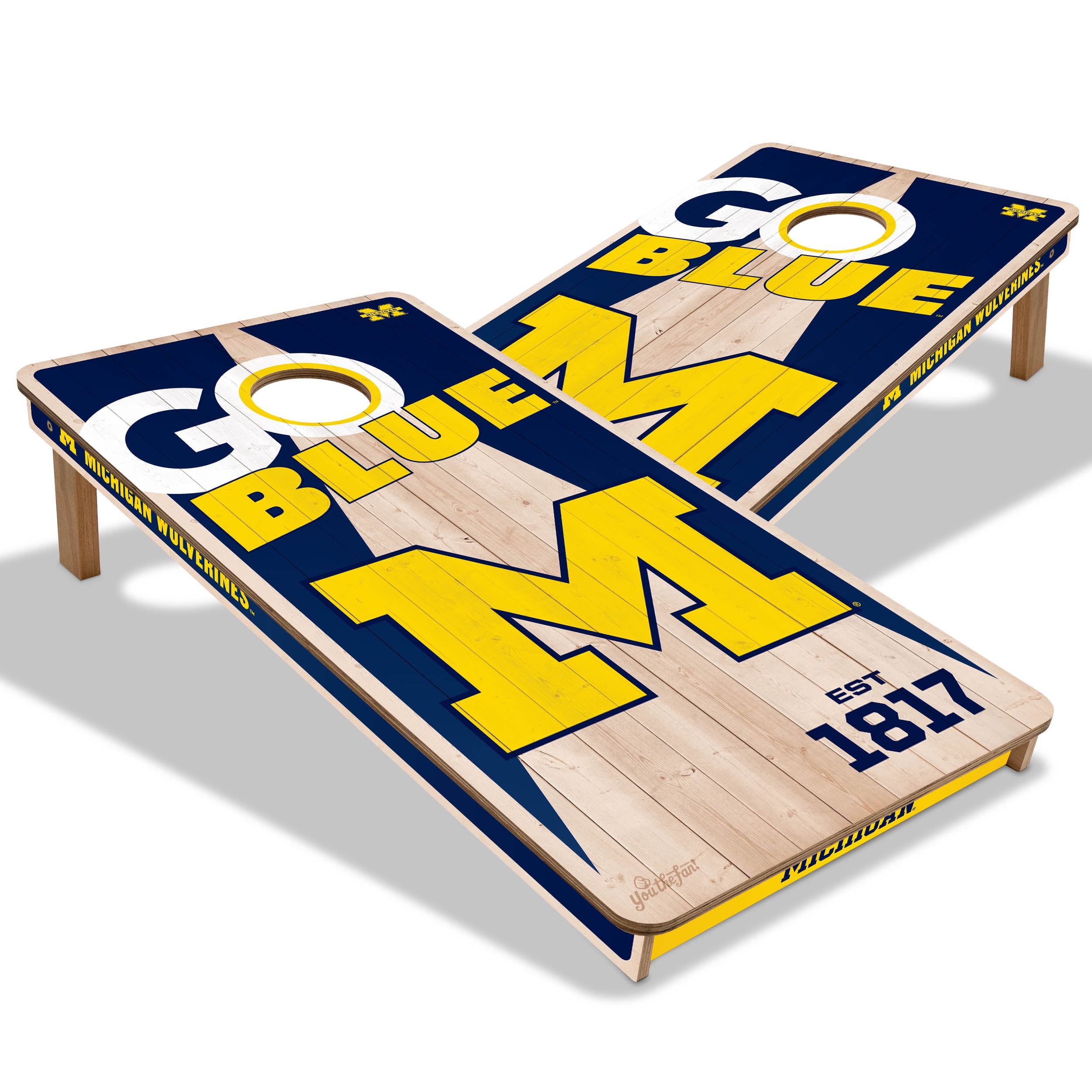 YouTheFan NCAA Michigan Wolverines Cornhole Game Set - 2'x4' Wood Boards With Logo Bags