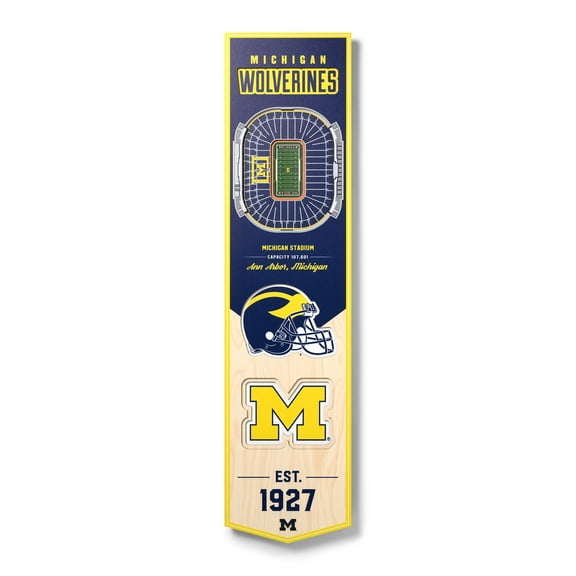 Michigan Wolverines 8'' x 32'' 3D StadiumView Banner