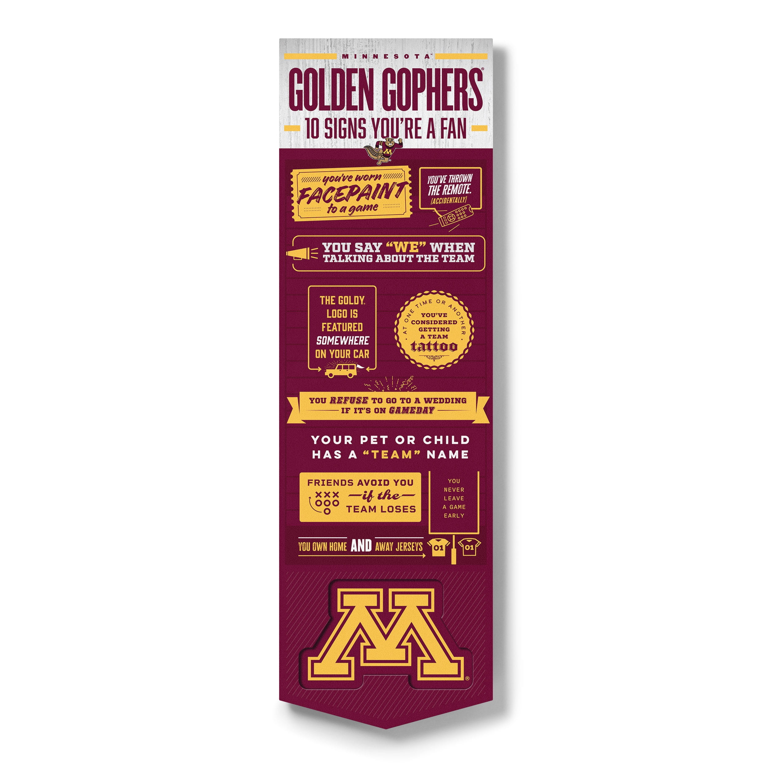 YouTheFan NCAA Minnesota Golden Gophers 3D Top 10 Wall Art