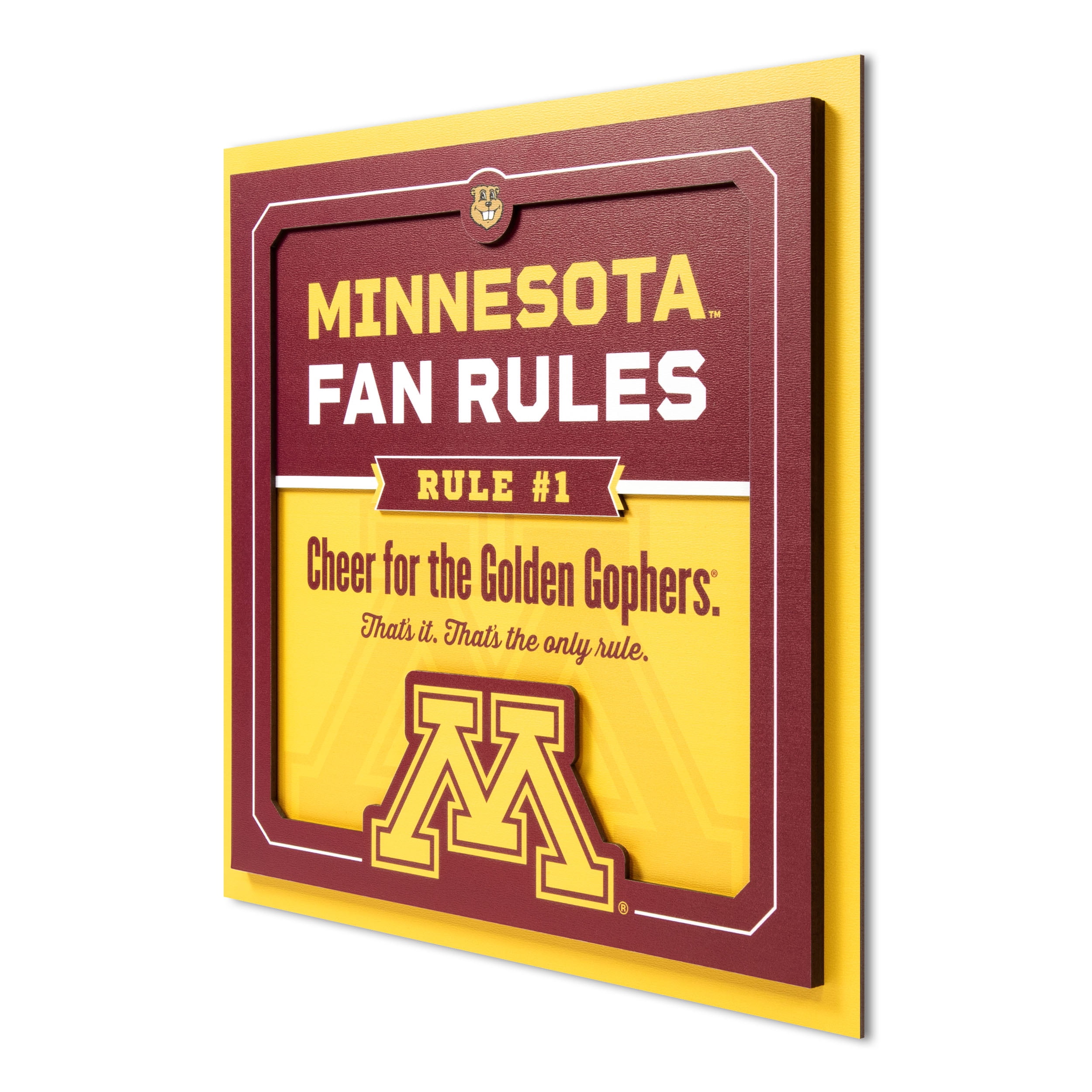 YouTheFan NCAA Minnesota Golden Gophers Fan Rules 3D Wall Art