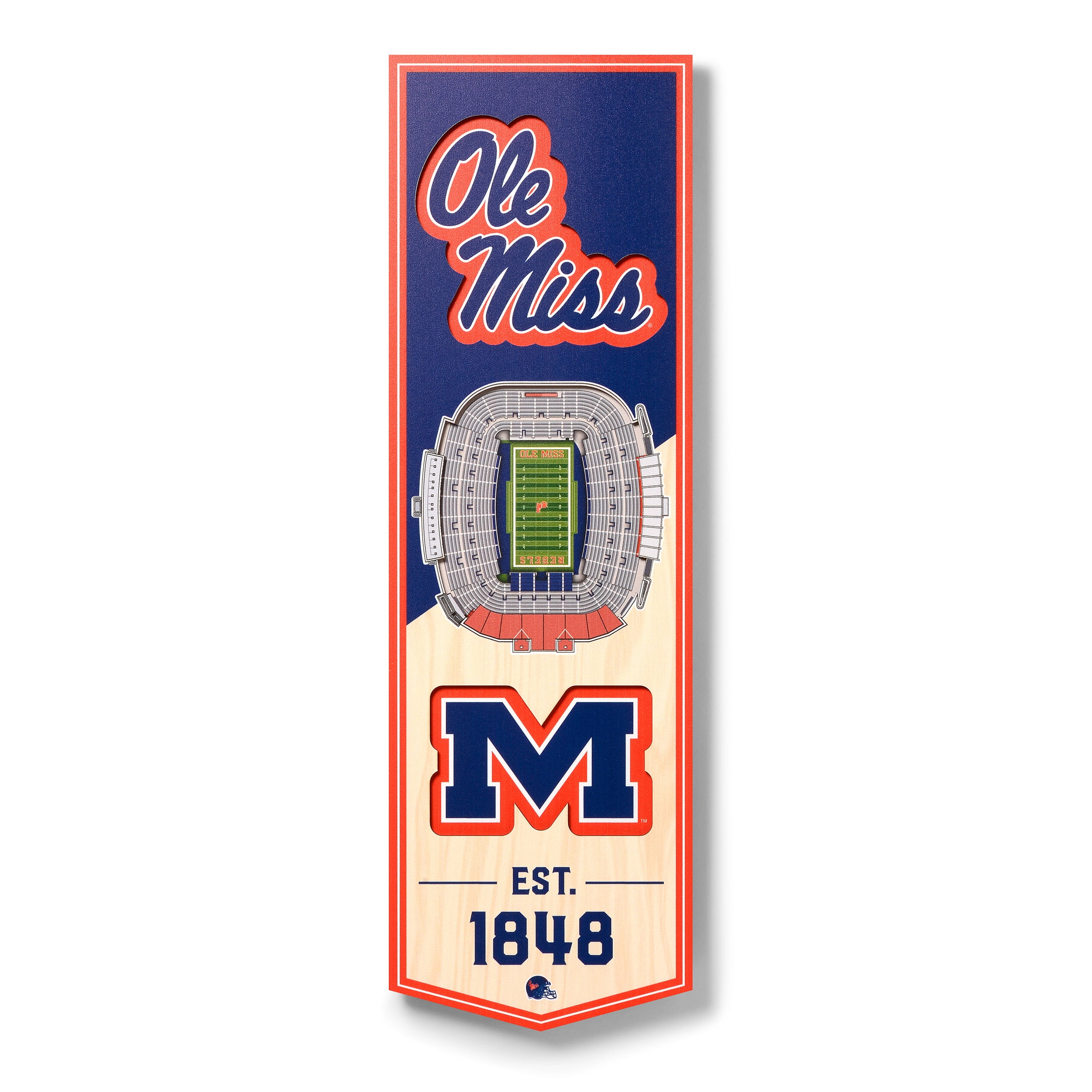 YouTheFan NCAA Mississippi Rebels 6'' x 19'' 3D Stadium View Banner