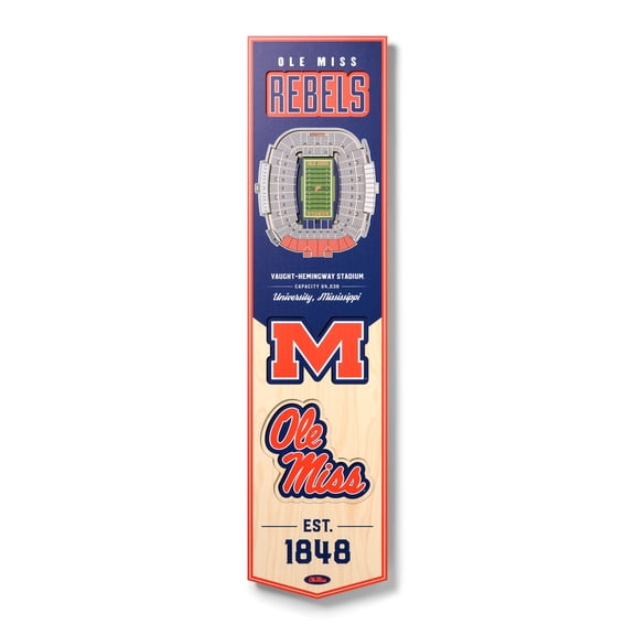 YouTheFan NCAA Mississippi Rebels 8x32 Stadium View Banner