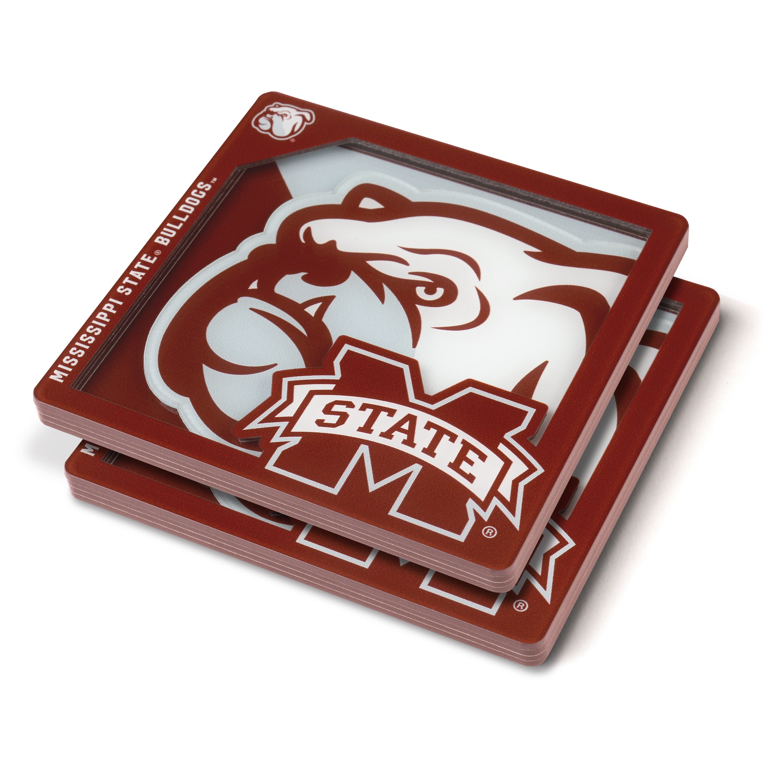 YouTheFan NCAA Mississippi St Bulldogs 3D-LSC 3D Logo Series Coasters - Pack of 2
