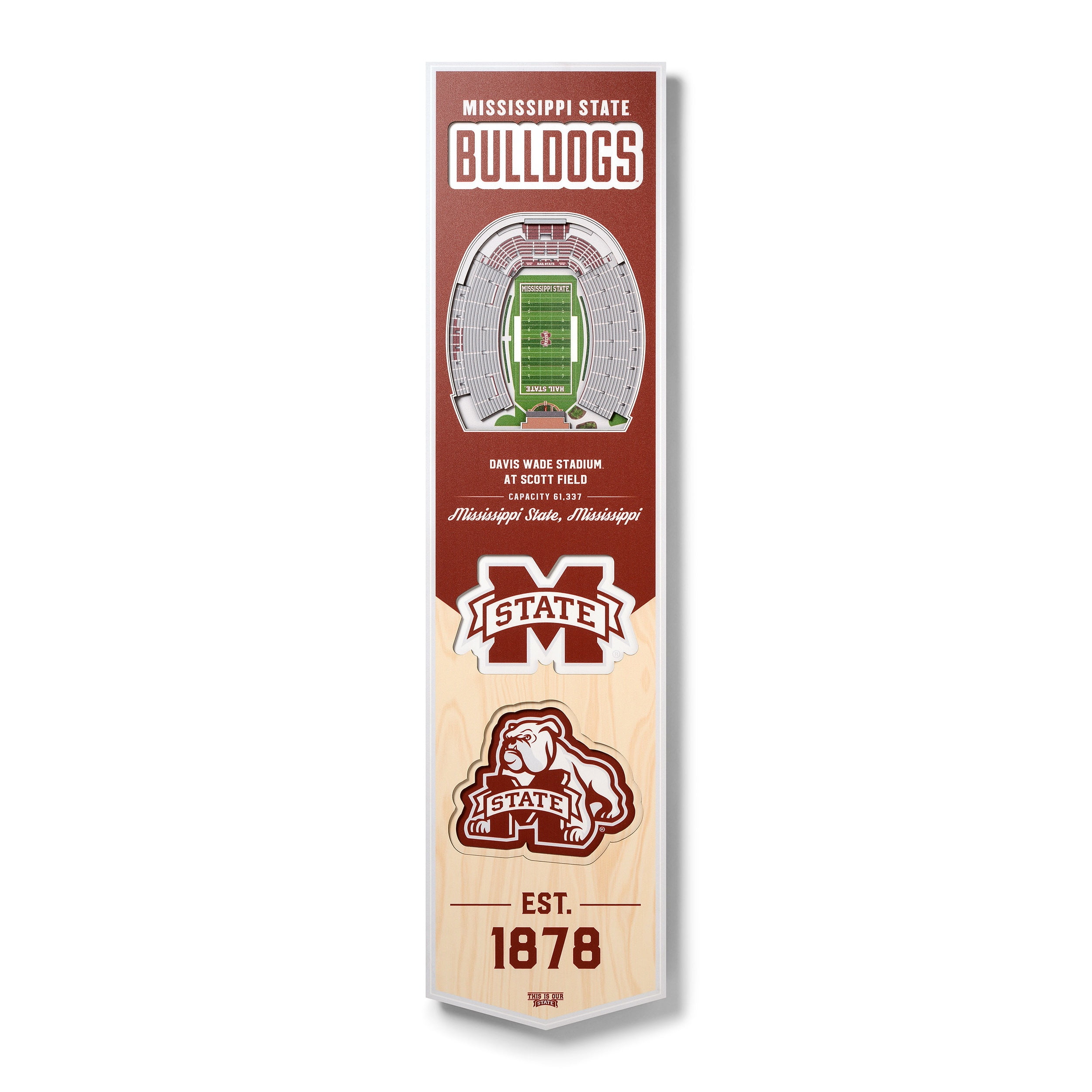 YouTheFan NCAA Mississippi State Bulldogs 8x32 Stadium View Banner