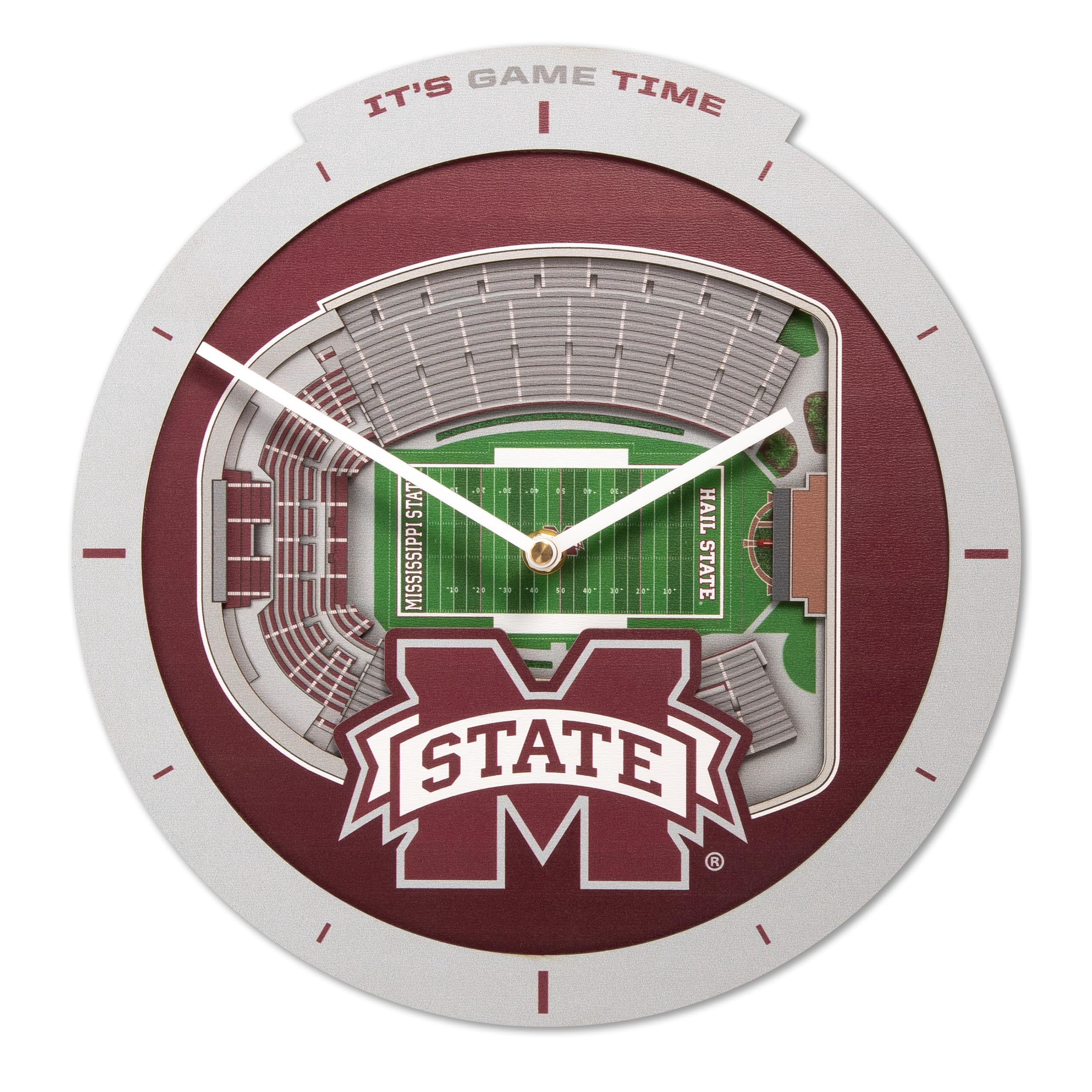YouTheFan NCAA Mississippi State Bulldogs Stadiumview 3D Wall Clock