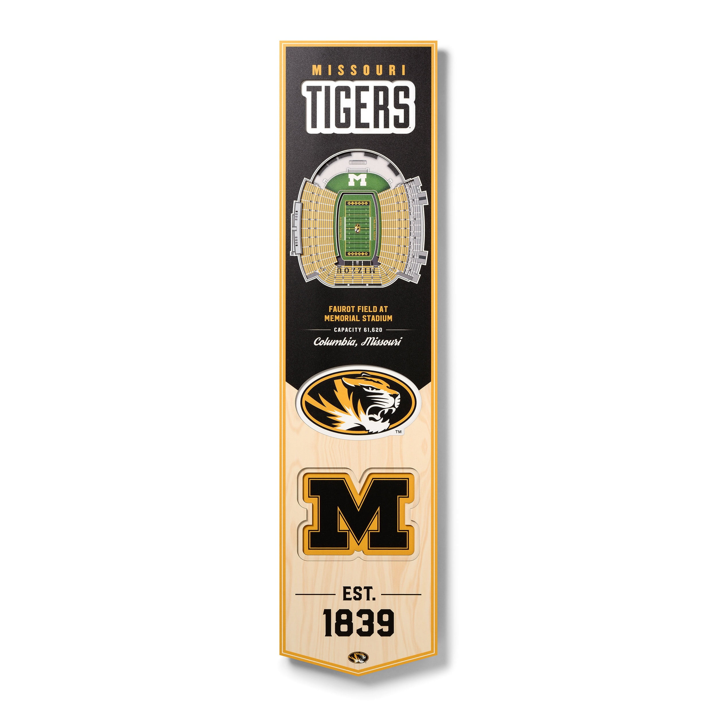 Missouri Tigers 8'' x 32'' 3D StadiumView Banner