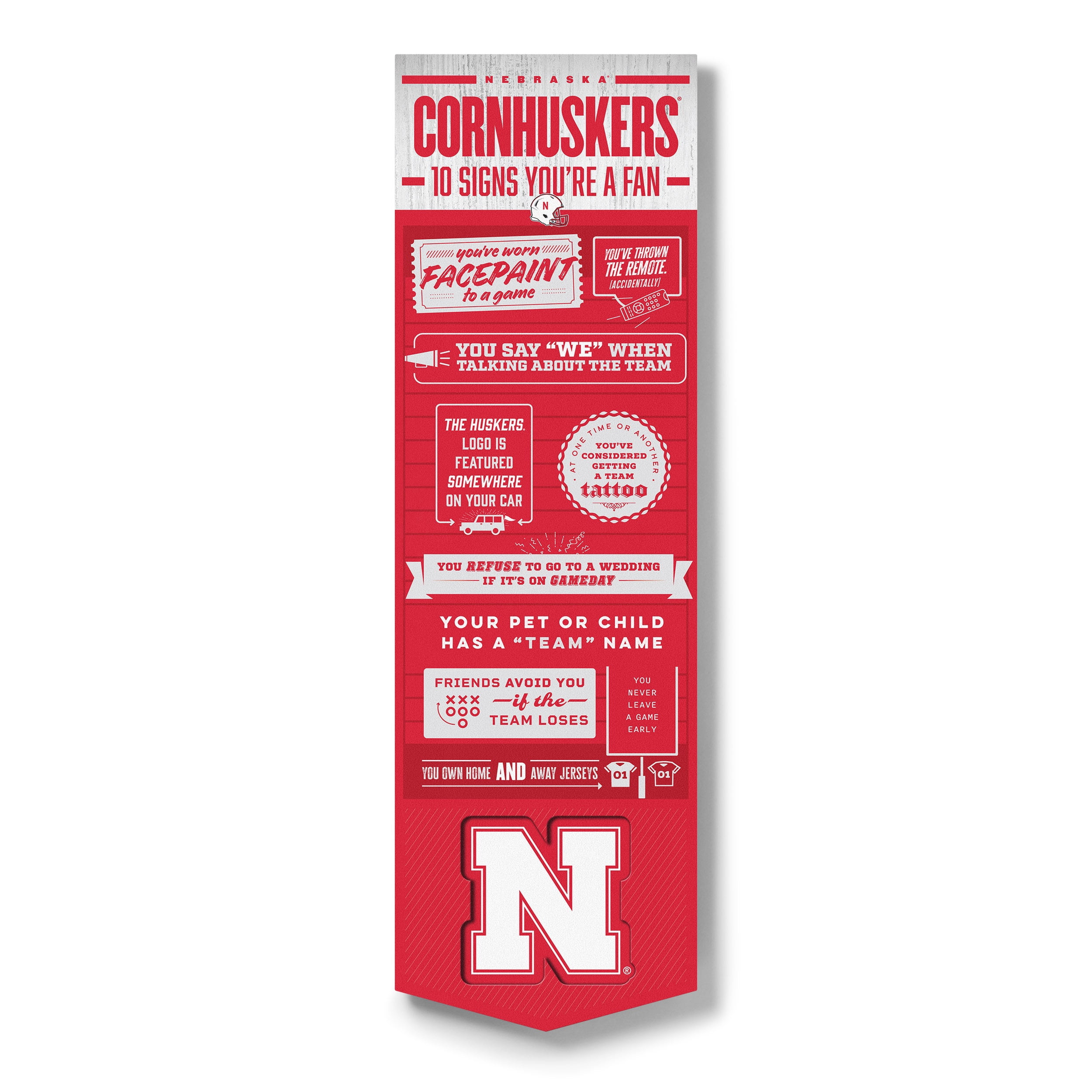 YouTheFan NCAA Nebraska Cornhuskers 3D Top 10 Wall Art
