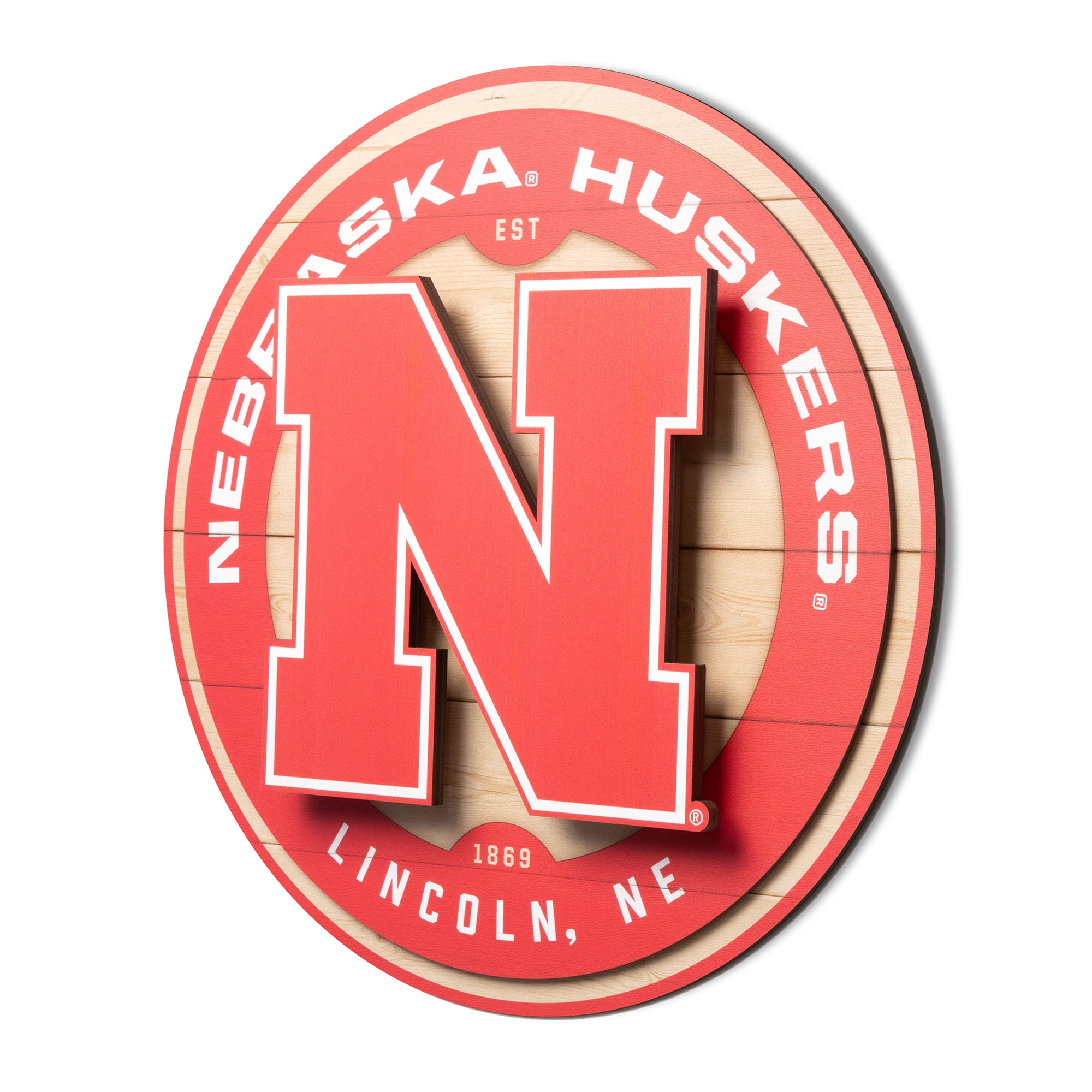 IDNA Nebraska Huskers 15" x 15" 3DX Logo Circle Backer Wall Art