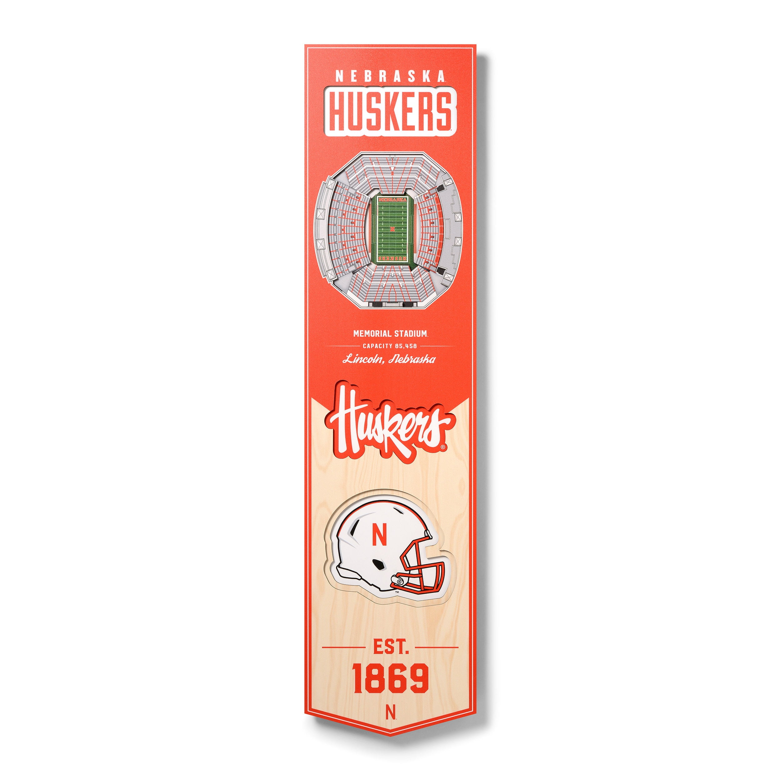 Nebraska Huskers 8'' x 32'' 3D StadiumView Banner