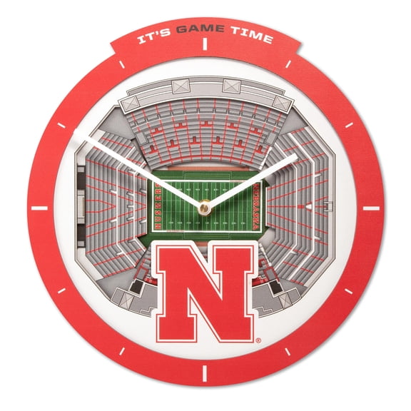 YouTheFan NCAA Nebraska Cornhuskers Stadiumview 3D Wall Clock