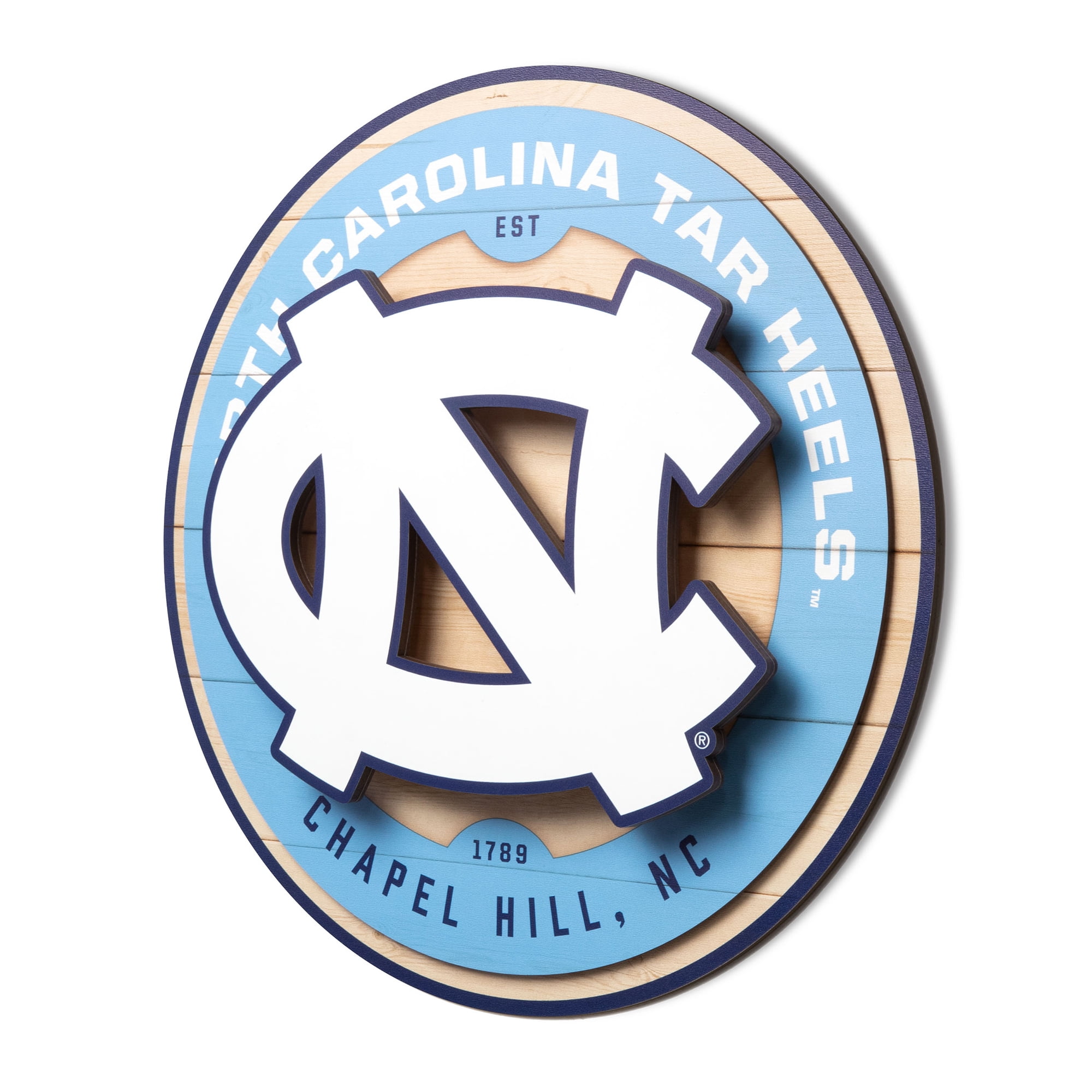 IDNA North Carolina Tar Heels 15" x 15" 3DX Logo Circle Backer Wall Art