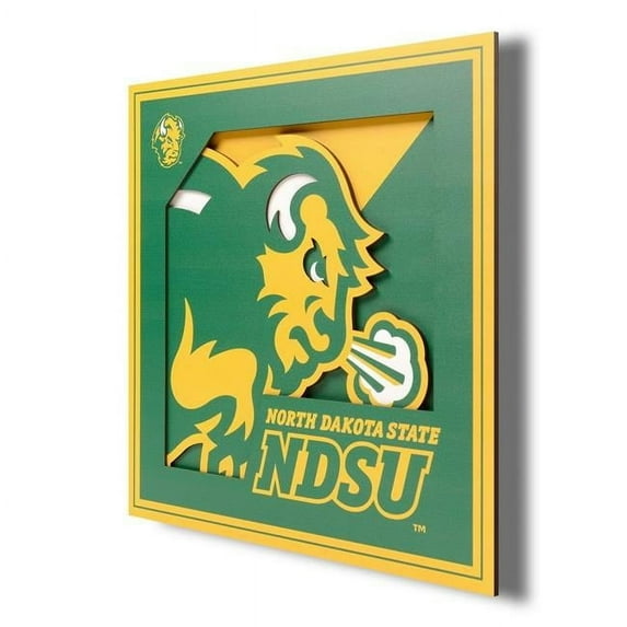 YouTheFan NCAA North Dakota State Bison 3D Logo Series Wall Art 12X12