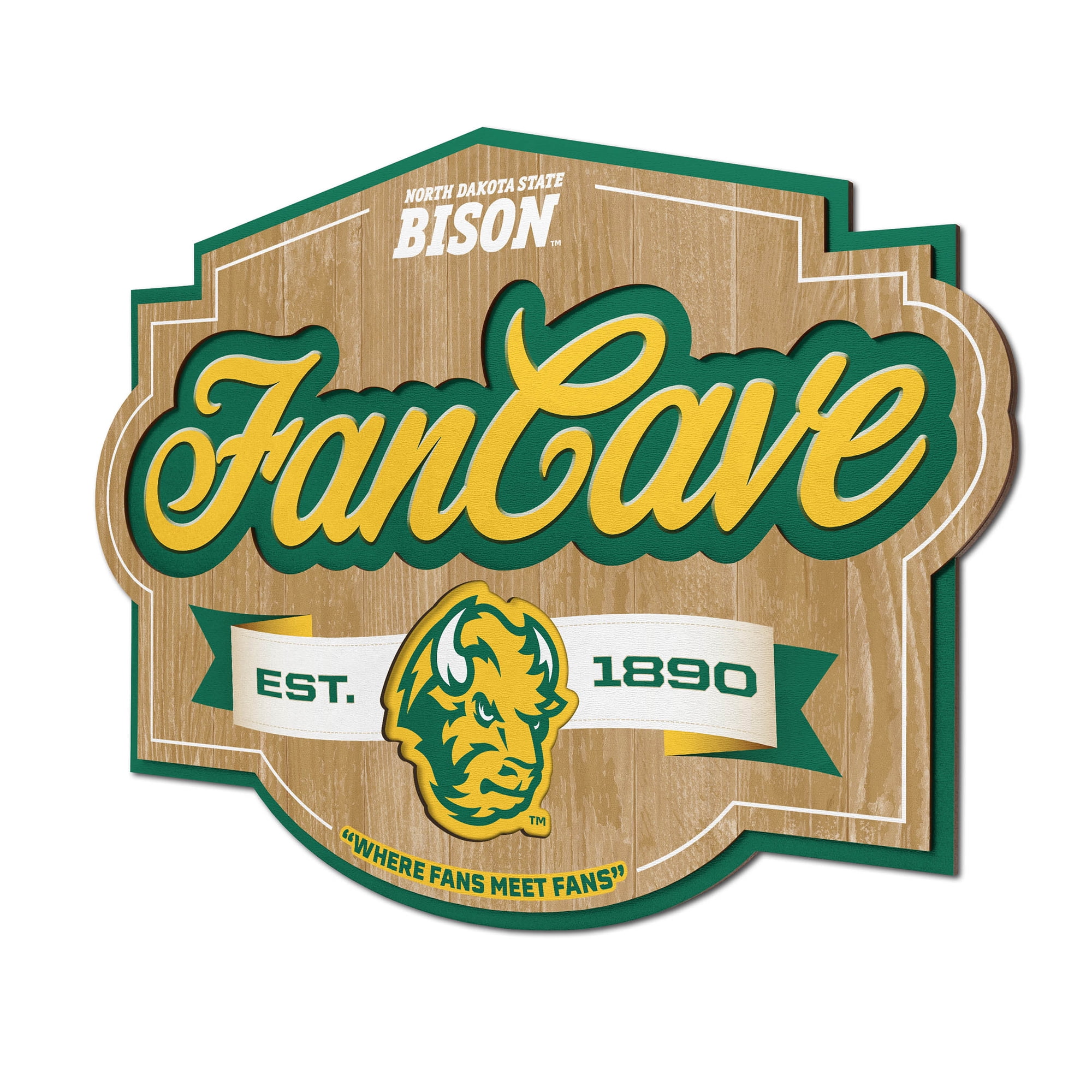 IDNA NDSU Bison 12.5" x 17" Fan Cave Sign
