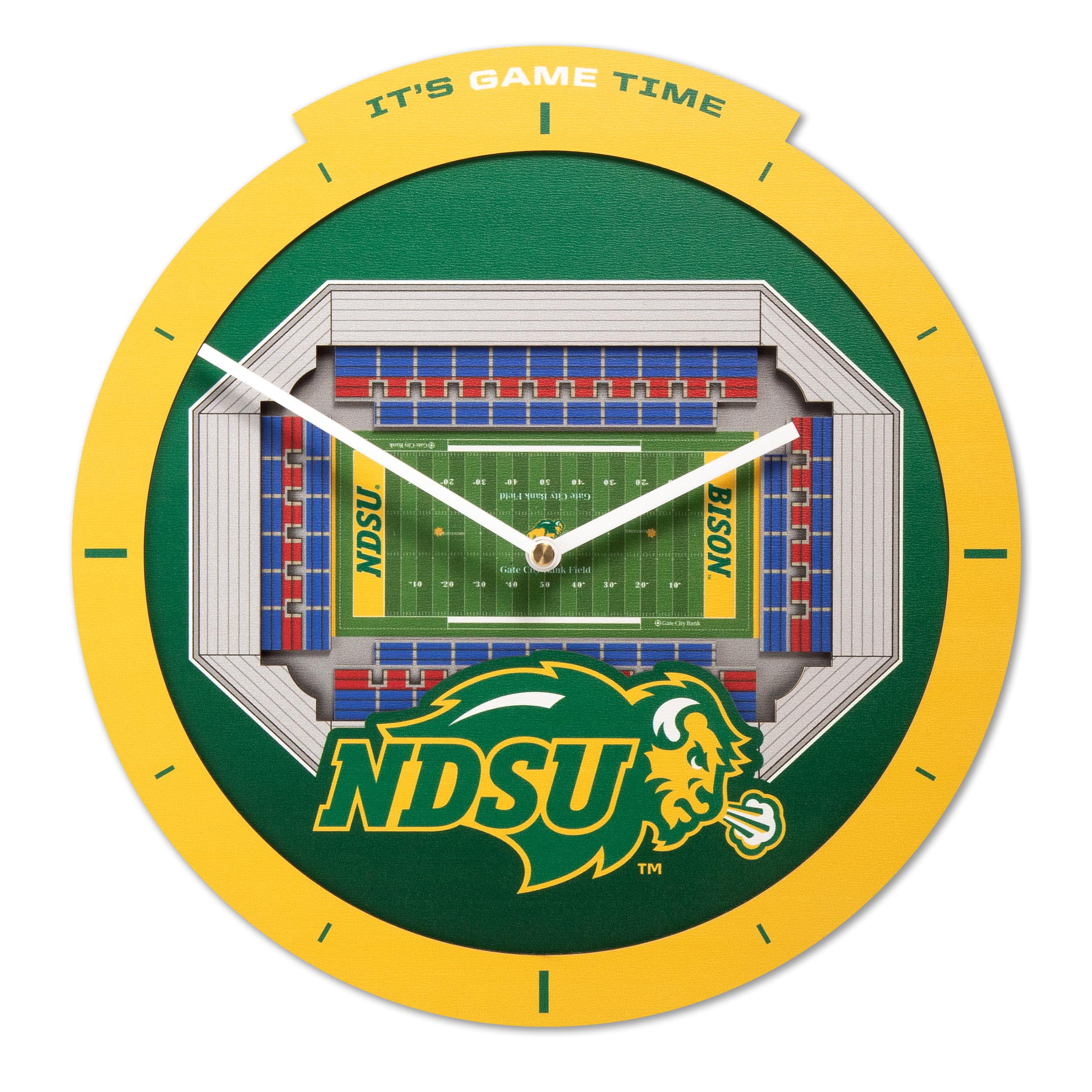 YouTheFan NCAA North Dakota State Bison Stadiumview 3D Wall Clock