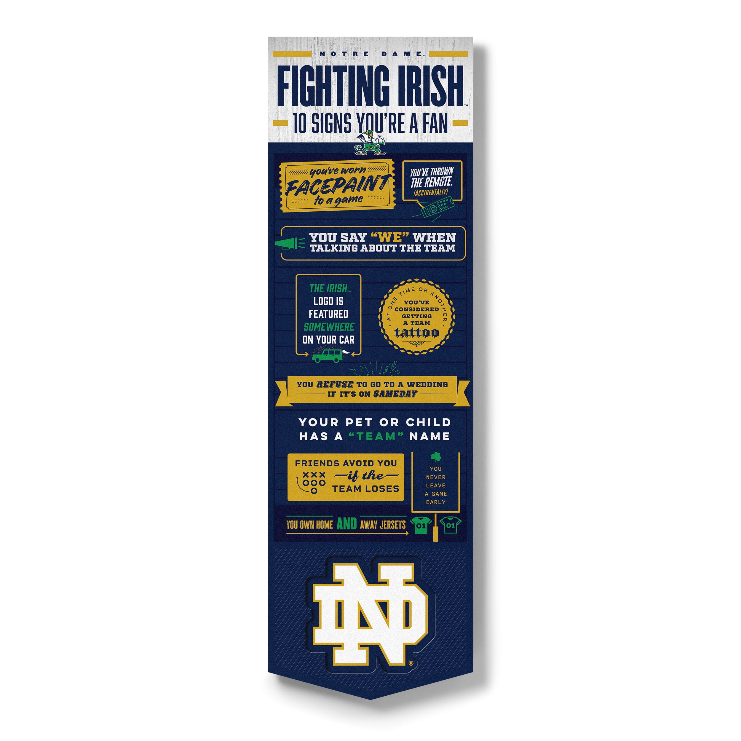 YouTheFan NCAA Notre Dame Fighting Irish 3D Top 10 Wall Art