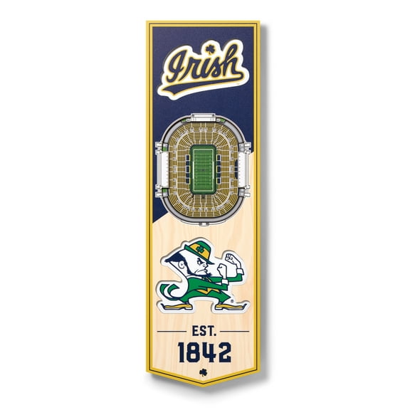 YouTheFan NCAA Notre Dame Fighting Irish 6'' x 19'' 3D Stadium View Banner