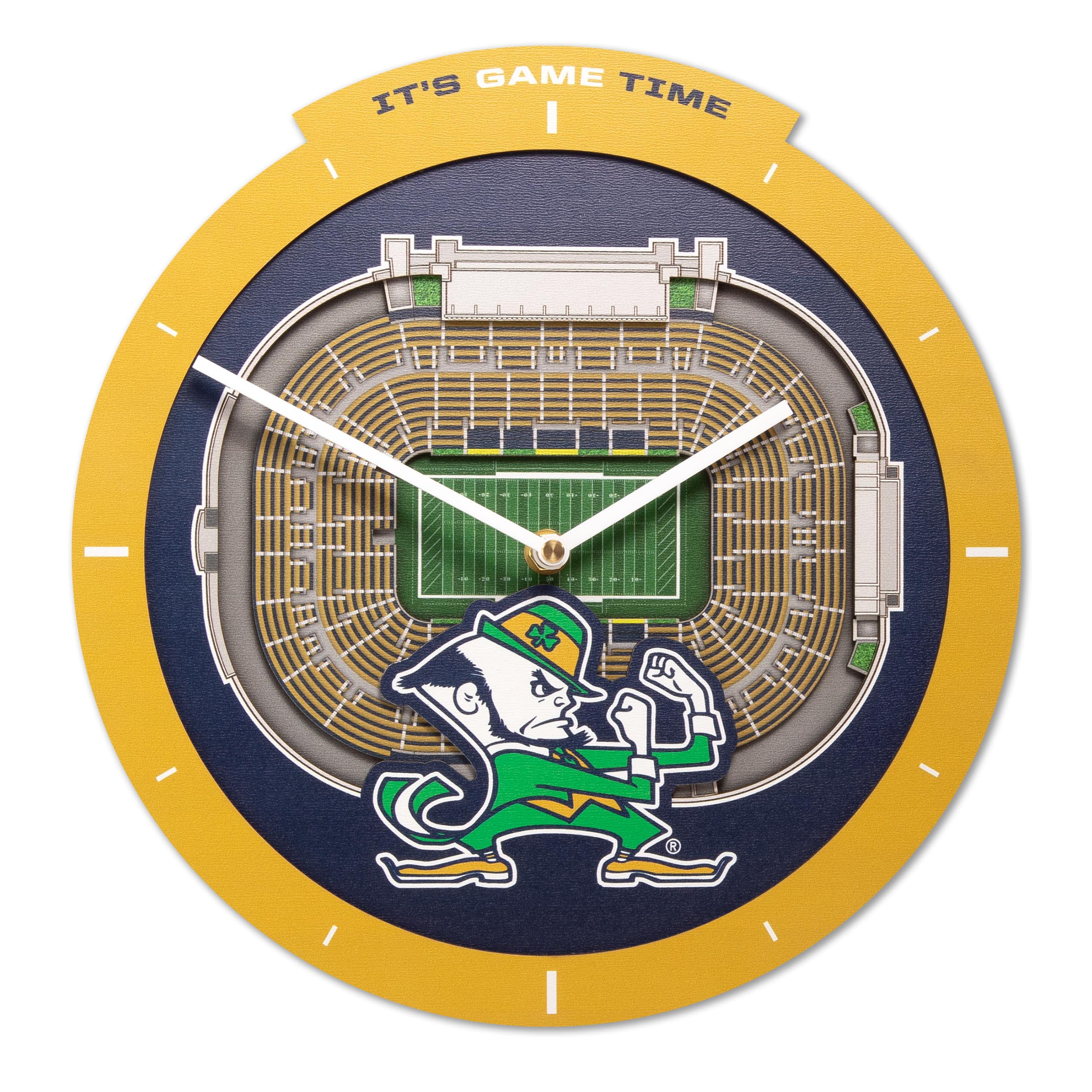 YouTheFan NCAA Notre Dame Fighting Irish Stadiumview 3D Wall Clock