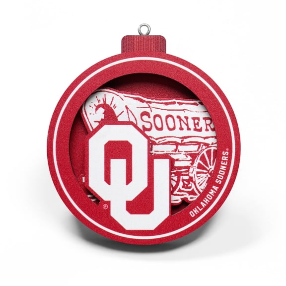 YouTheFan NCAA Oklahoma Sooners 3D Logo Series Ornament