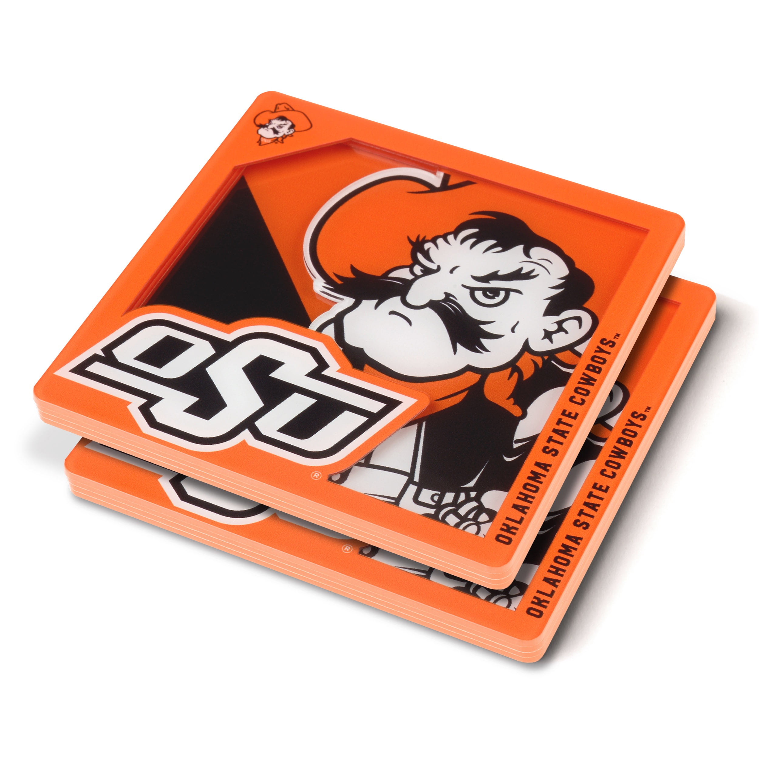 YouTheFan NCAA Oklahoma State Cowboys 3D-LSC 3D Logo Series Coasters - Pack of 2