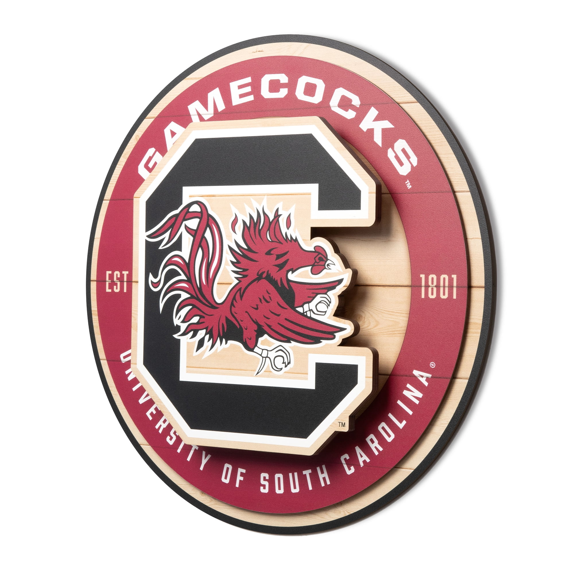 IDNA South Carolina Gamecocks 15" x 15" 3DX Logo Circle Backer Wall Art