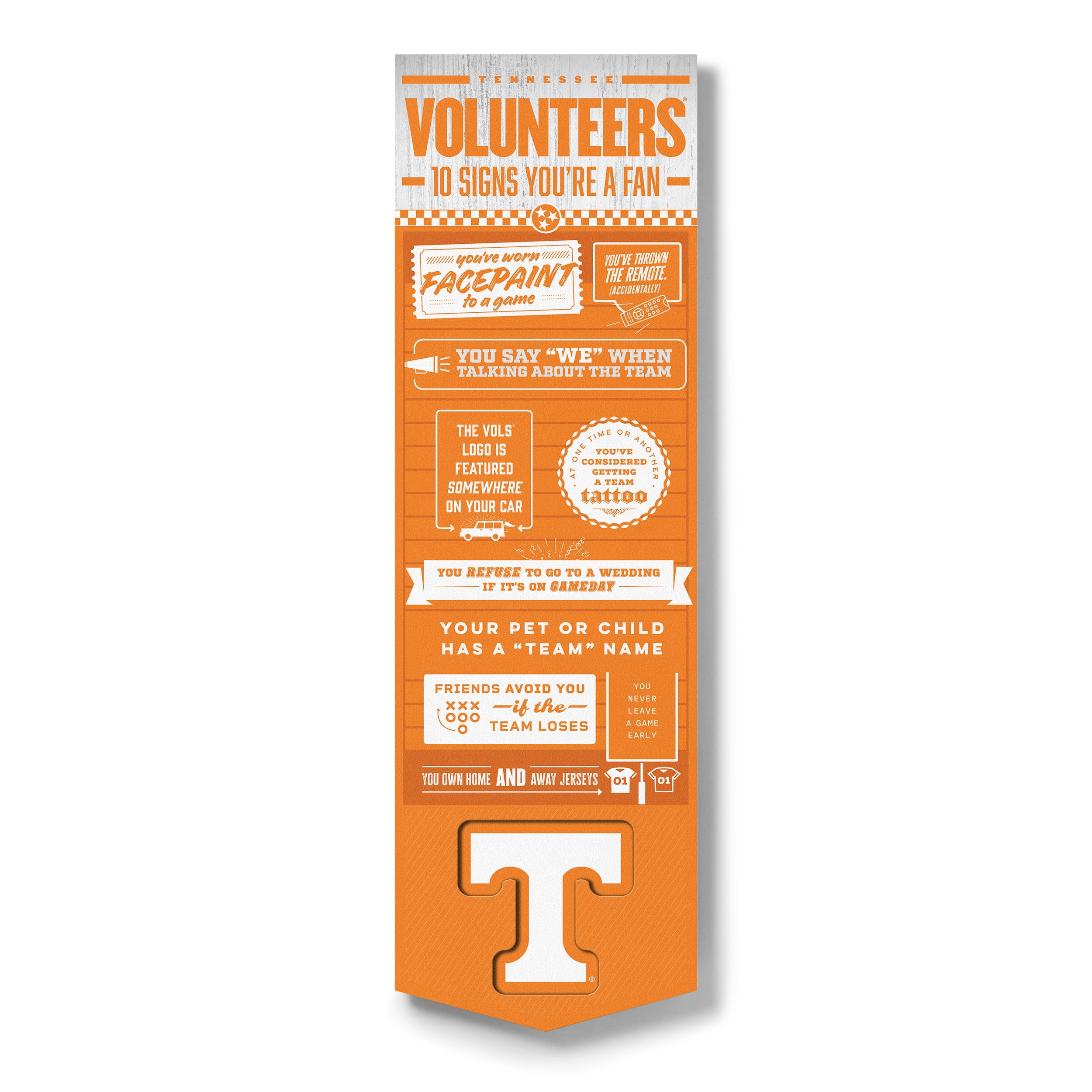 YouTheFan NCAA Tennessee Volunteers 3D Top 10 Wall Art