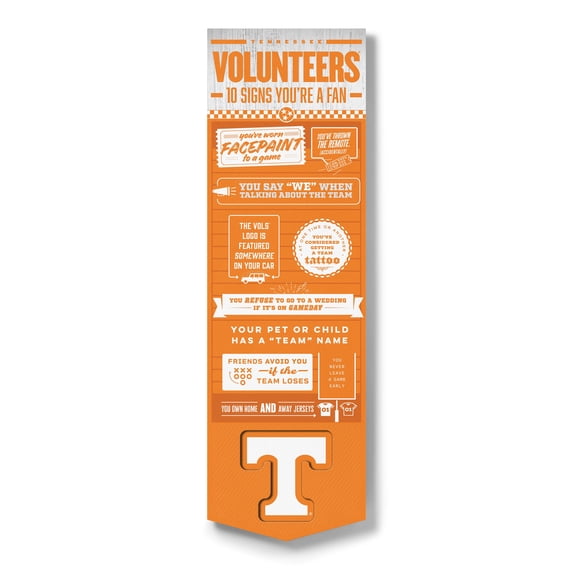 YouTheFan NCAA Tennessee Volunteers 3D Top 10 Wall Art