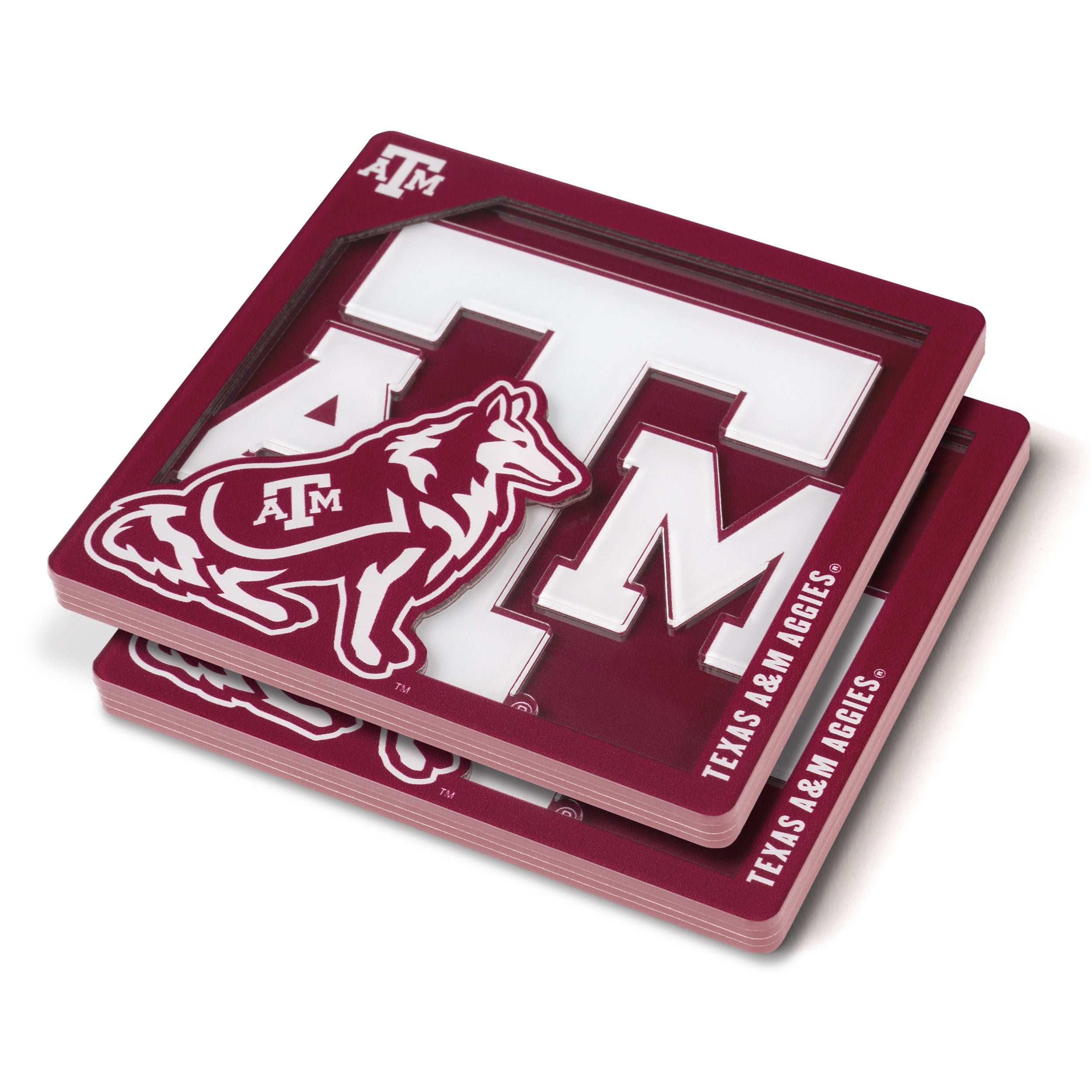 YouTheFan NCAA Texas A&M Aggies 3D-LSC 3D Logo Series Coasters - Pack of 2