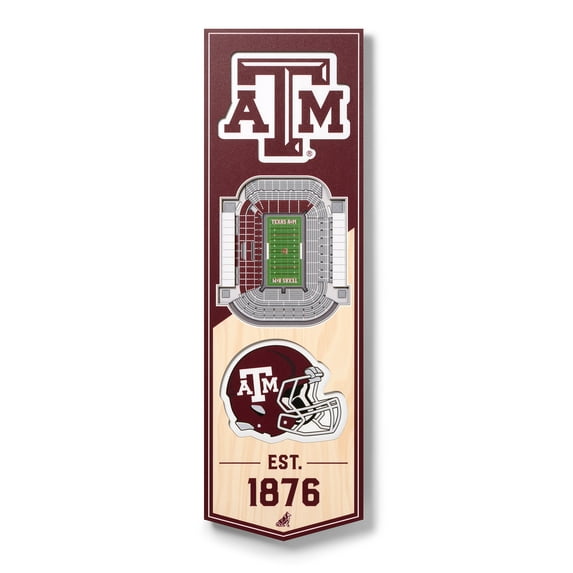 YouTheFan NCAA Texas A&M Aggies 6'' x 19'' 3D Stadium View Banner