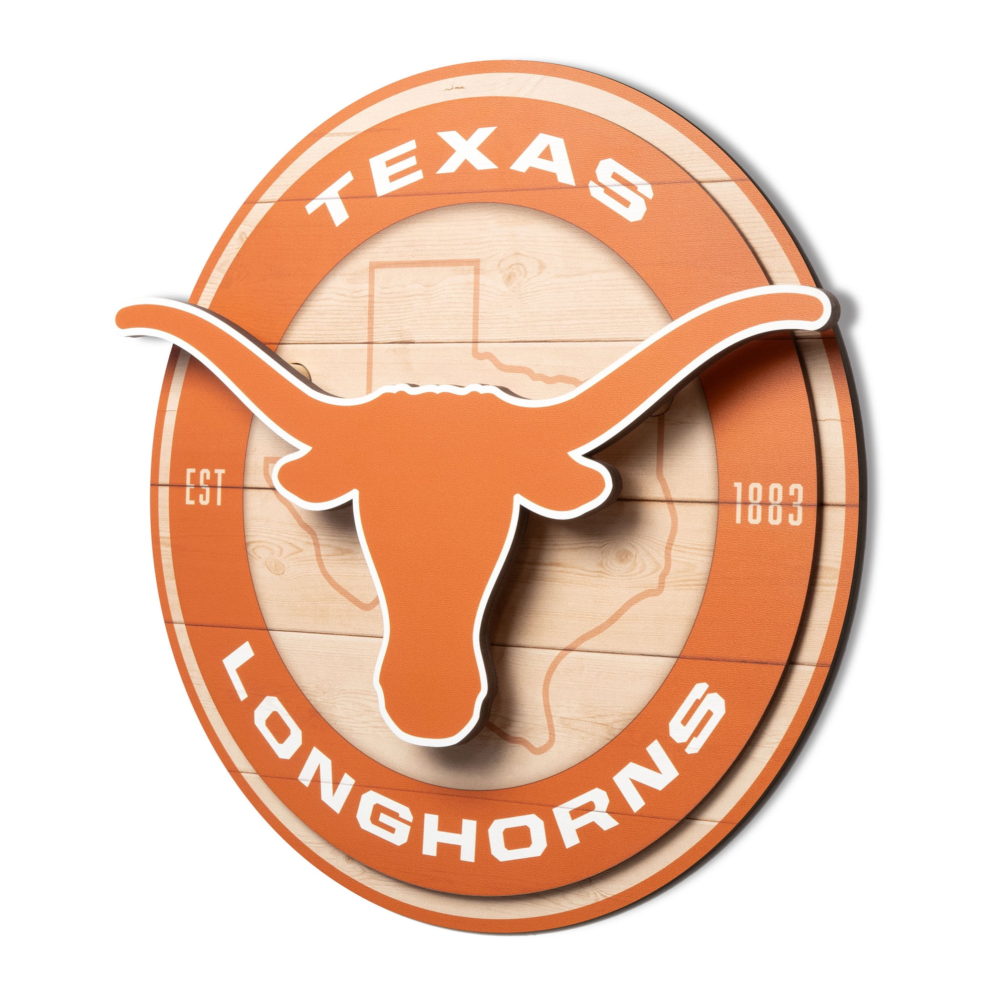 IDNA Texas Longhorns 15" x 15" 3DX Logo Circle Backer Wall Art