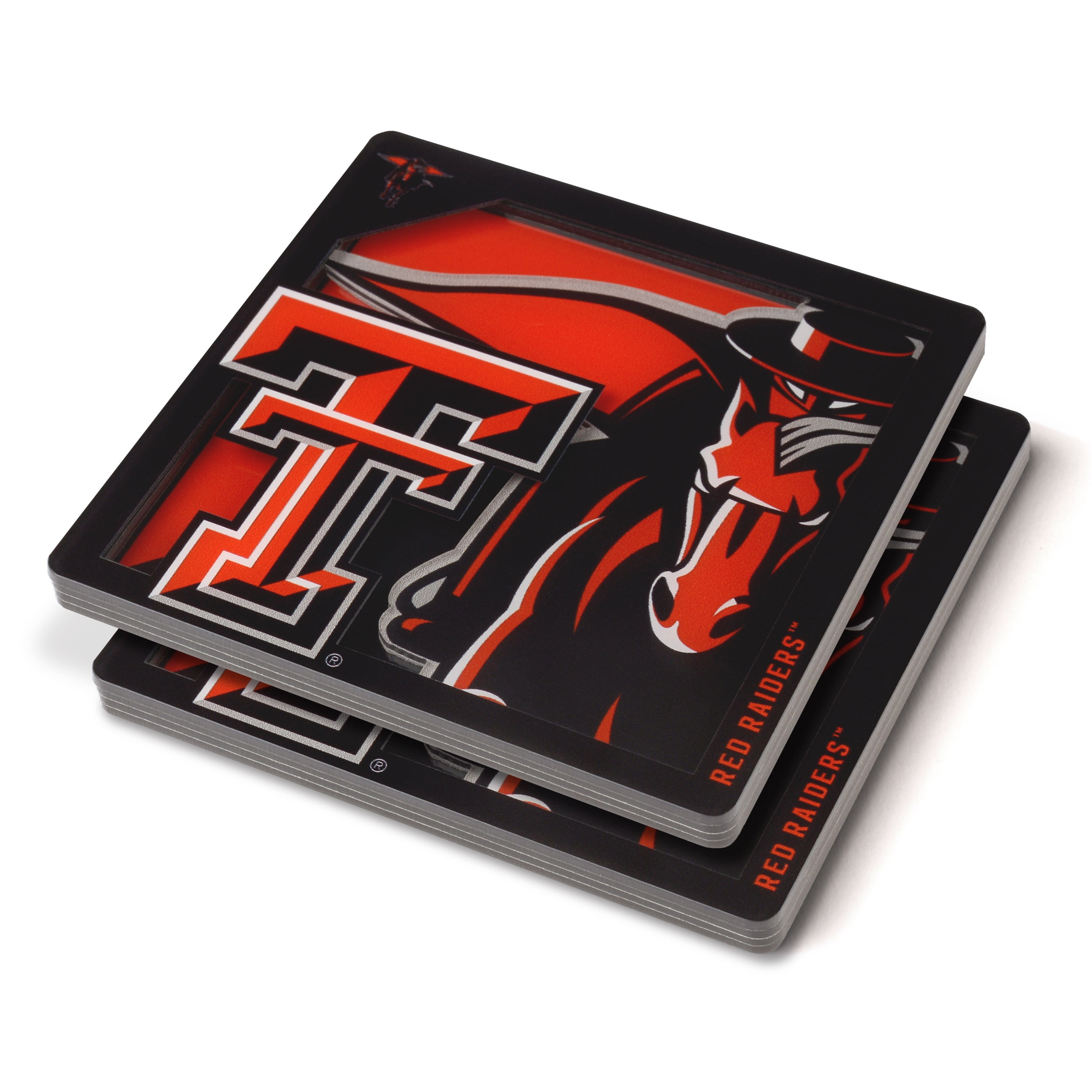 YouTheFan NCAA Texas Tech Red Raiders 3D-LSC 3D Logo Series Coasters - Pack of 2
